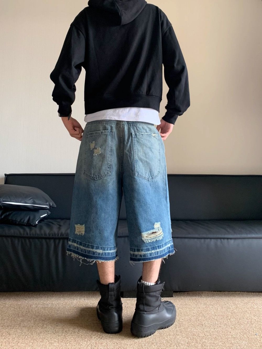 Vintage Ripped Frayed Leg Vintage Blue Jorts Jeans Size US 29 - 6 Thumbnail