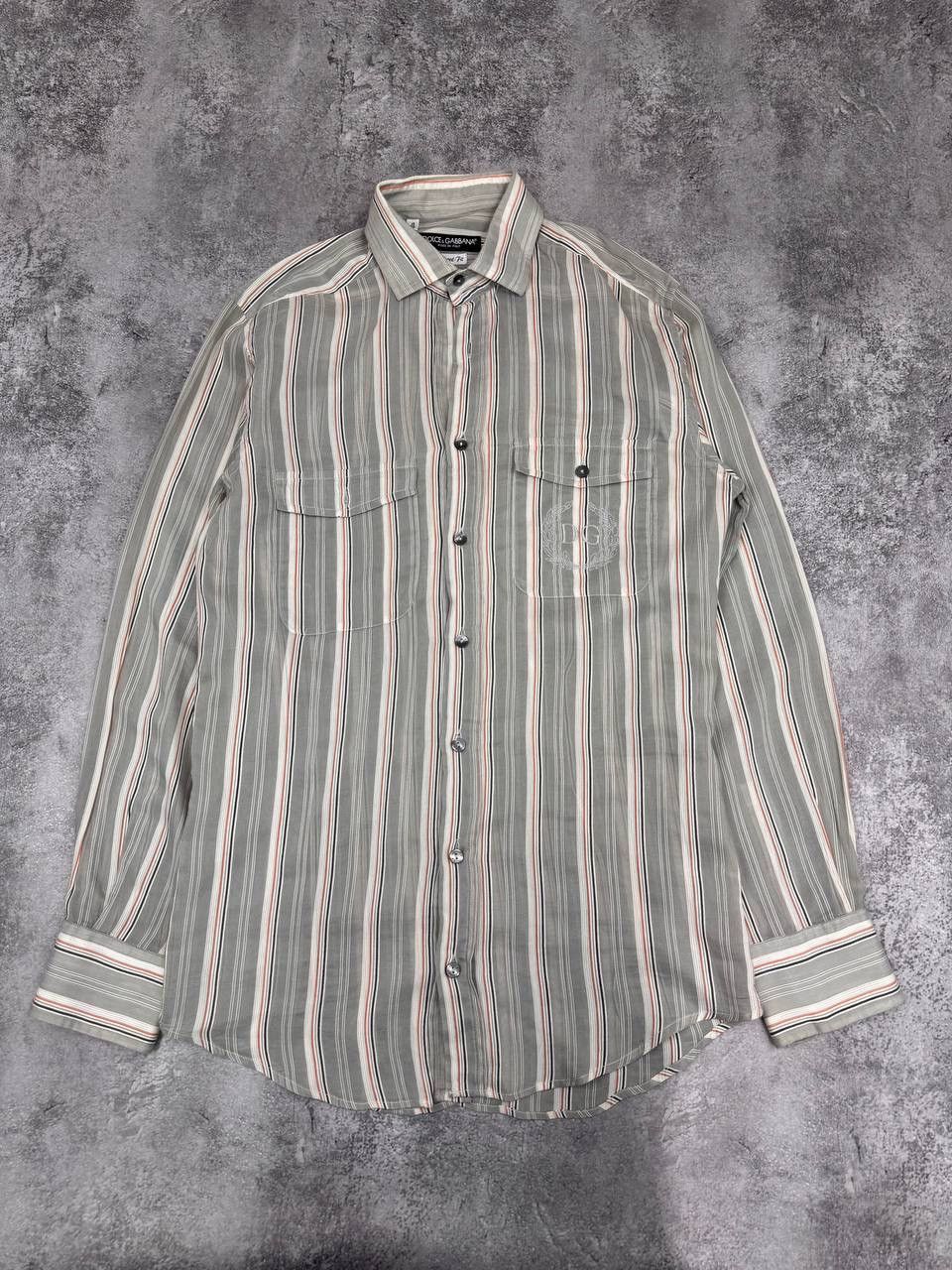 Dolce & Gabbana Dolce & Gabbana Tailored Fit Striped Shirt Beige Grey Size S Size US S / EU 44-46 / 1 - 1 Thumbnail