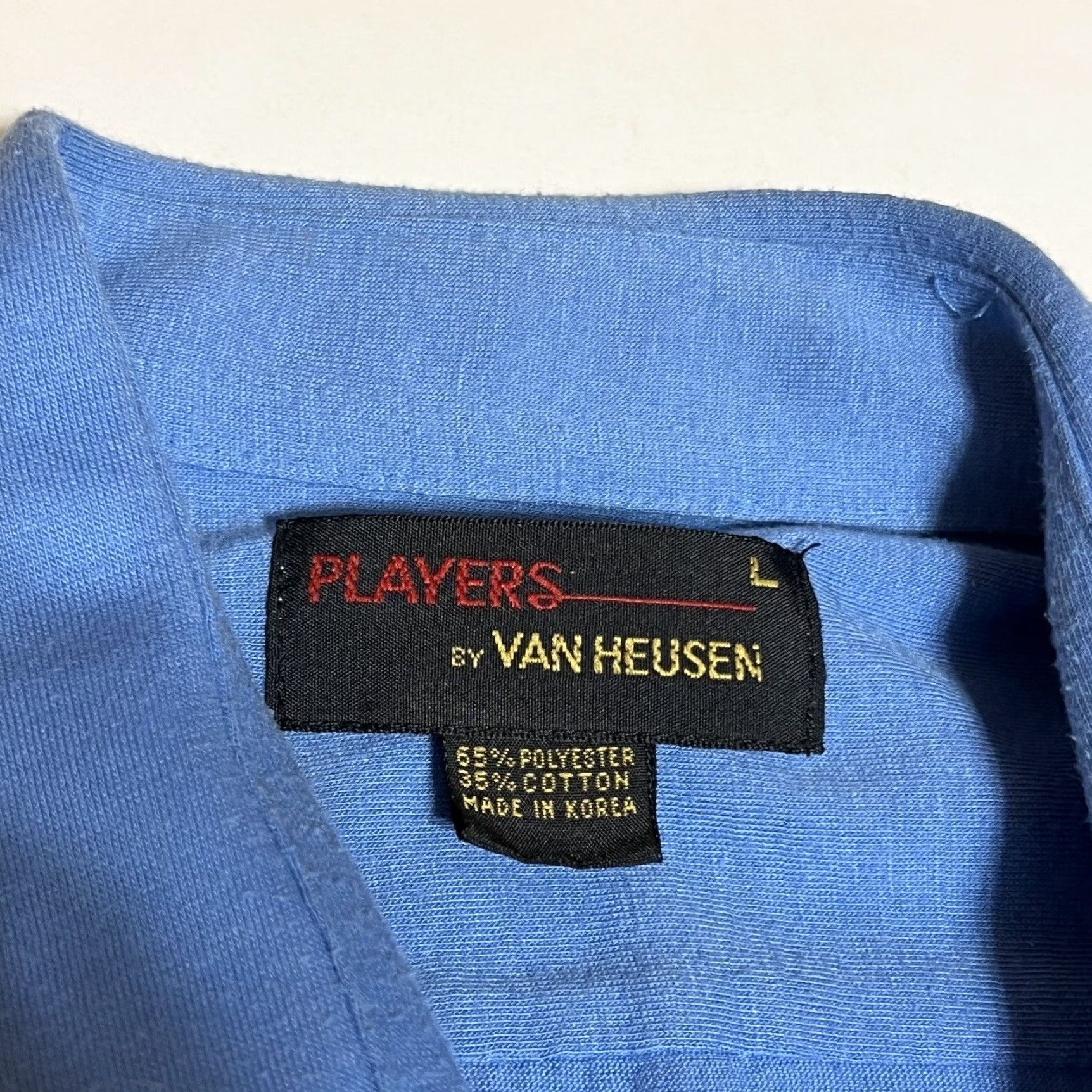 Van Heusen VINTAGE Players By Van Heusen Men's Button-Up Shirt Blue L Size Large Casual Short Sleeve Retro Cotton Blend Button Front Front Shirt Size US L / EU 52-54 / 3 - 7 Thumbnail