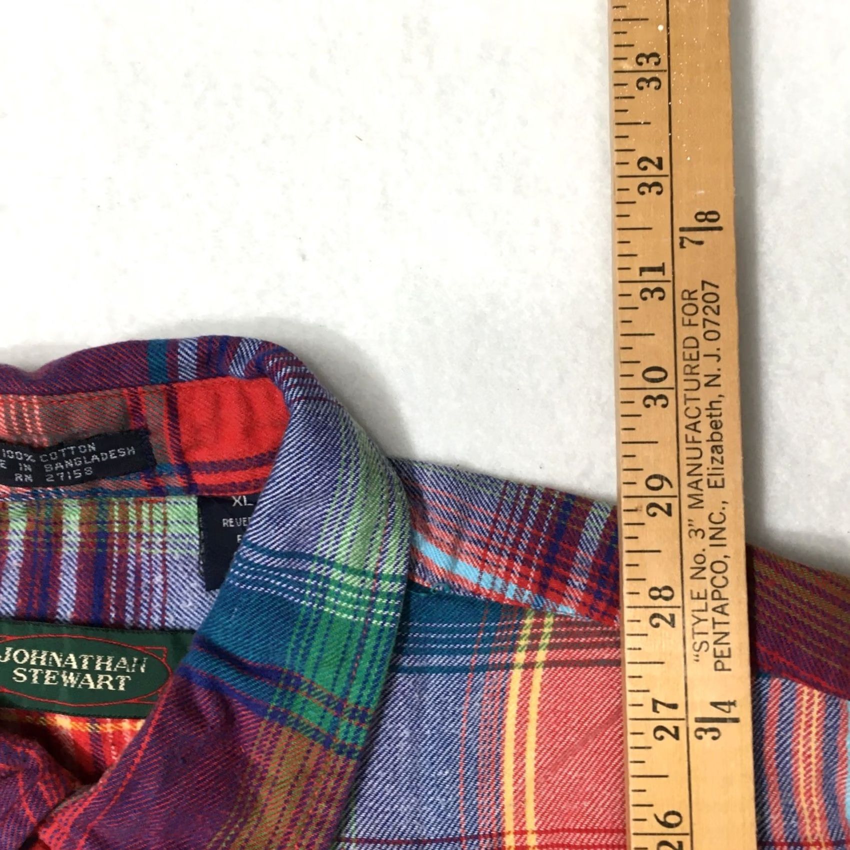 Vintage Stewart Plaid Flannel Shirt XL RED Cotton Button Up Casual Men's Size US XL / EU 56 / 4 - 7 Thumbnail