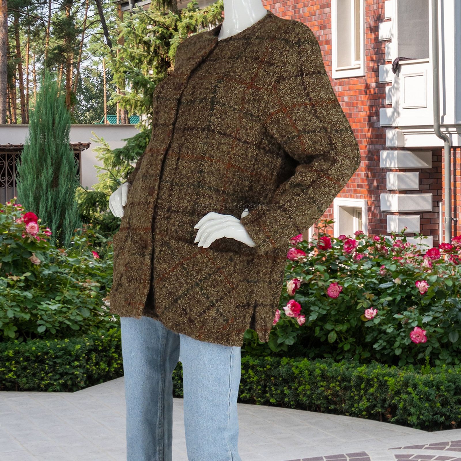 Vintage Checkered Wool Sweater Jacket Size S / US 4 / IT 40 - 3 Thumbnail