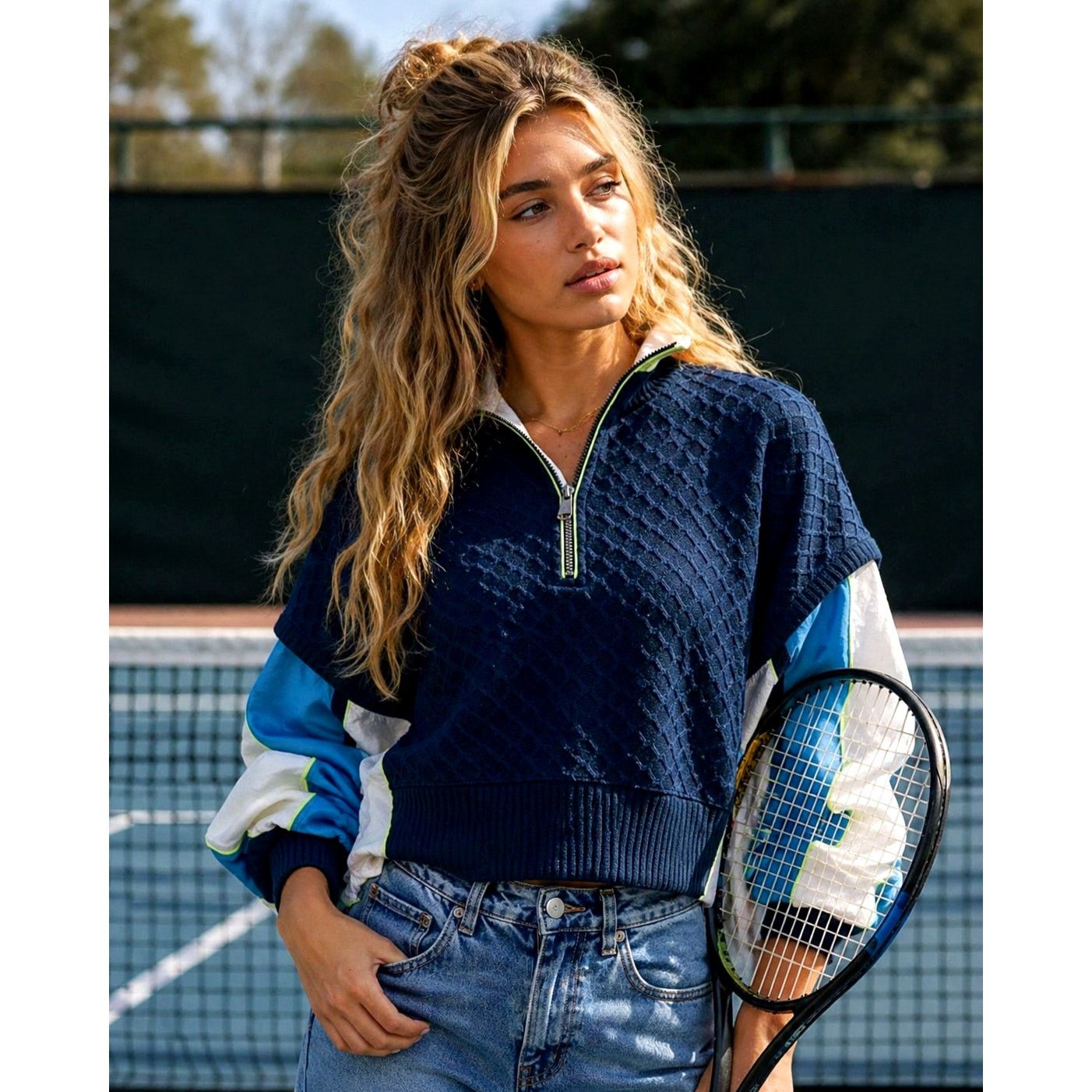 Free People Free People Full Count Convertible Sweatshirt Blue Combo M Size M / US 6-8 / IT 42-44 - 1 Thumbnail