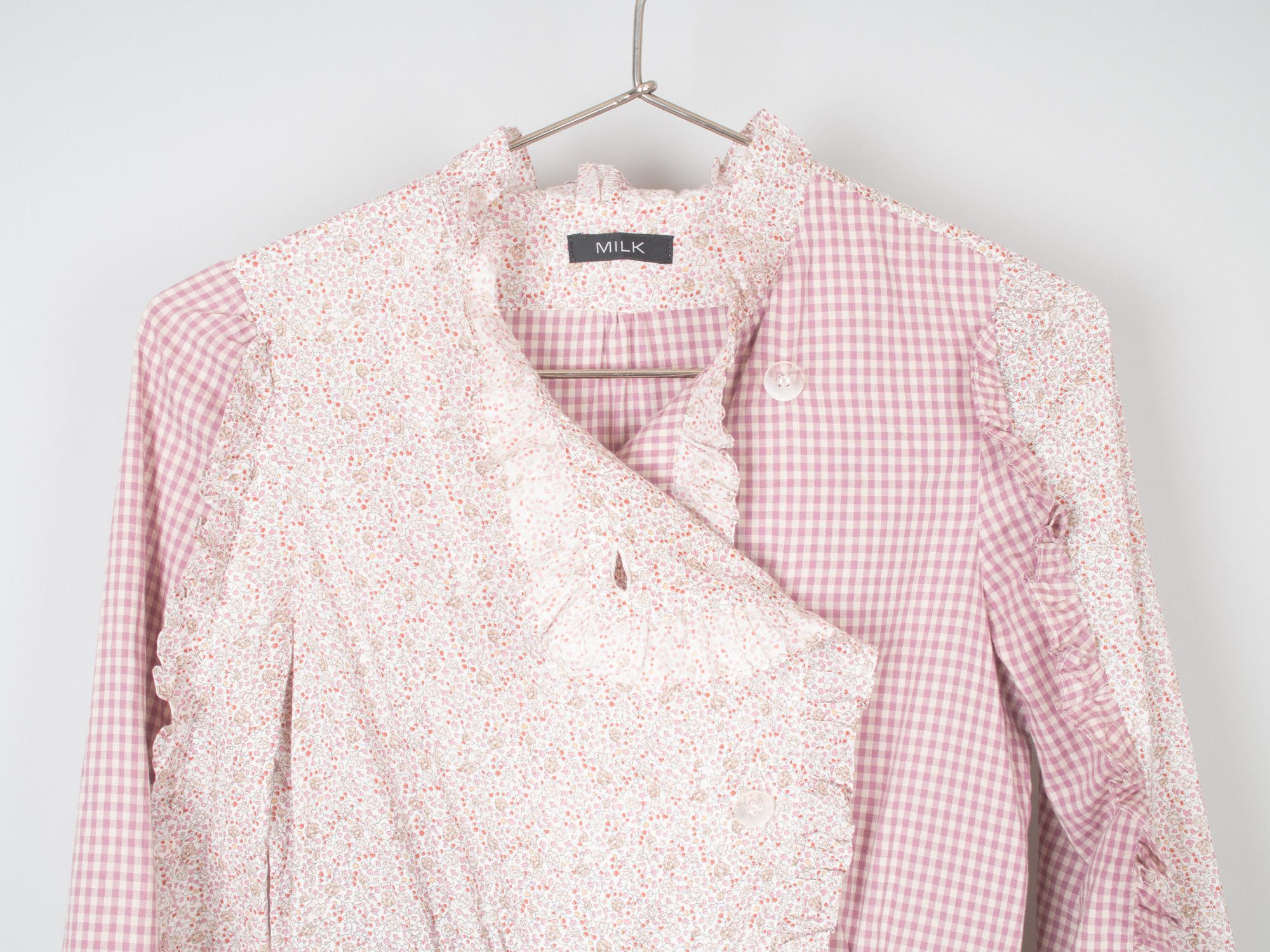 MILK Gingham Check Liberty Floral Print Picnic Pinafore Dress Size S / US 4 / IT 40 - 4 Thumbnail