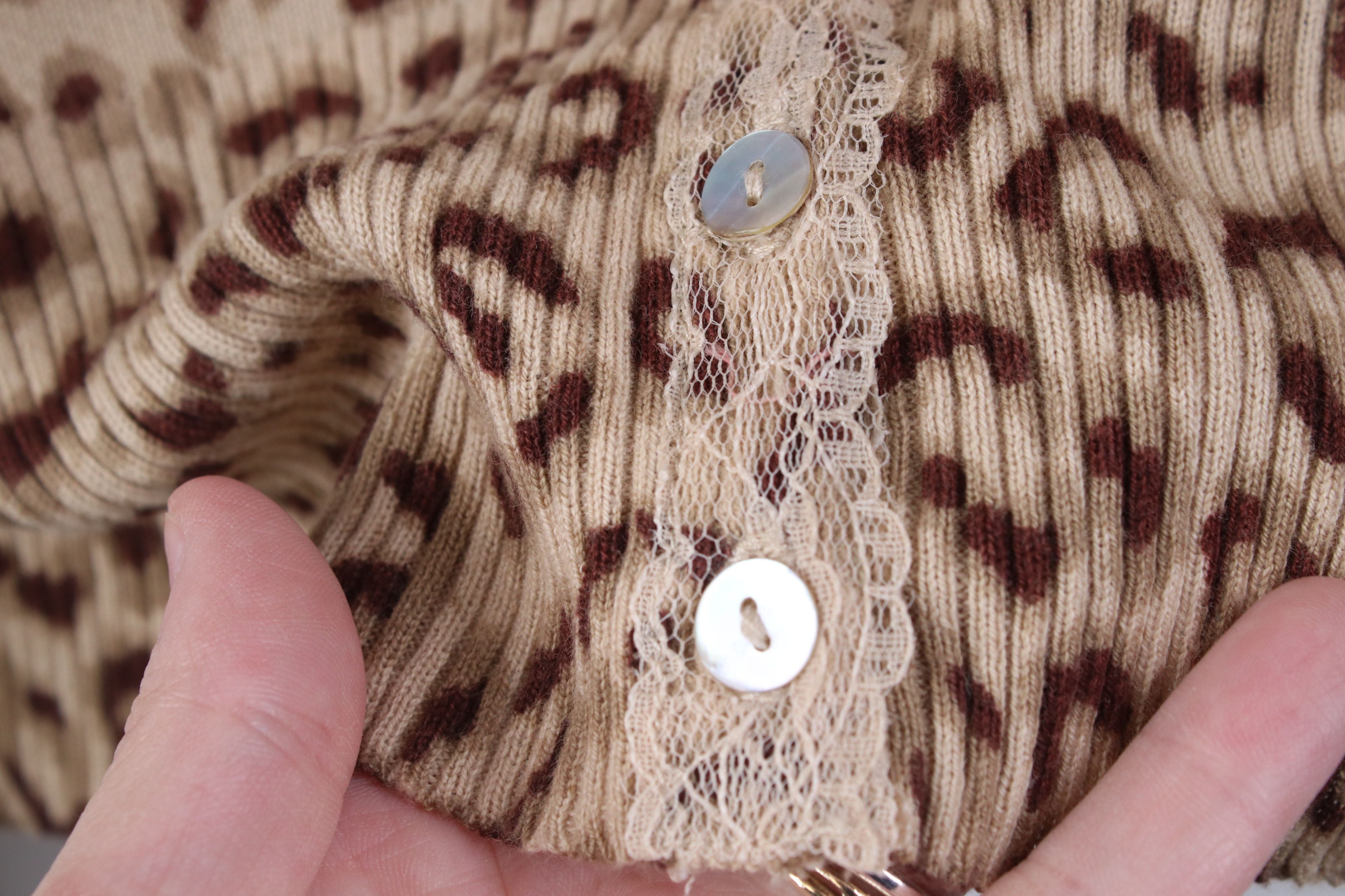 Vintage Vintage 90s Y2K Babydoll Lace Leopard Knit Cardigan Sweater Size S / US 4 / IT 40 - 4 Thumbnail