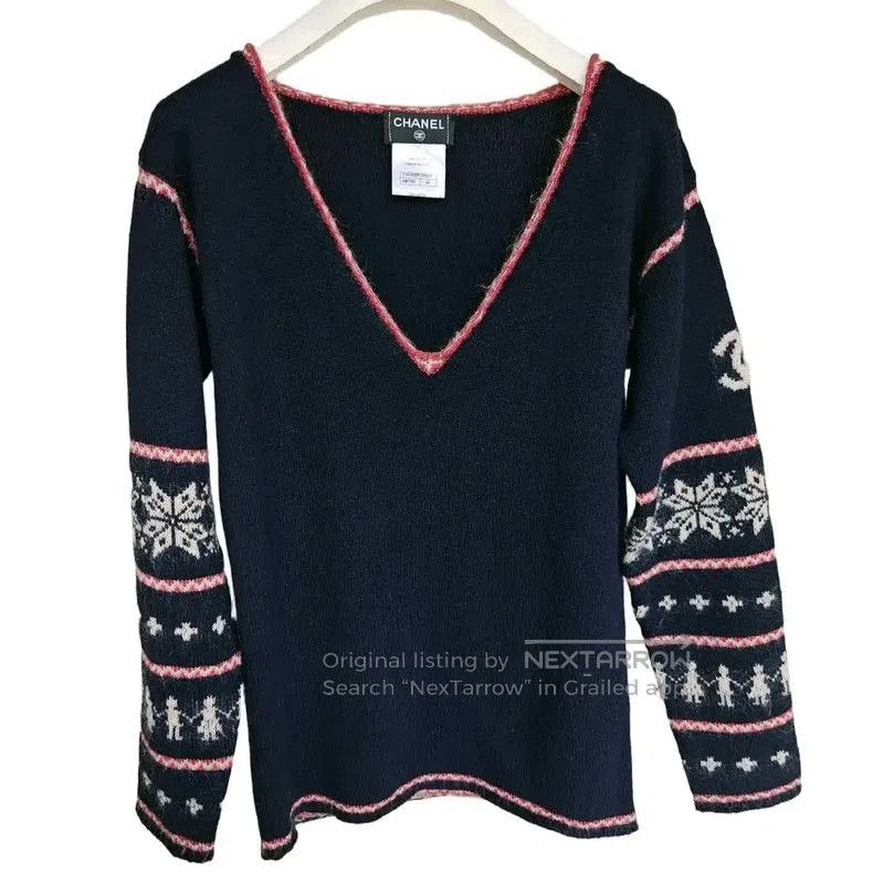 Chanel Chanel Multicolor Wool V-Neck Sweater for Women . Size S / US 4 / IT 40 - 1 Thumbnail