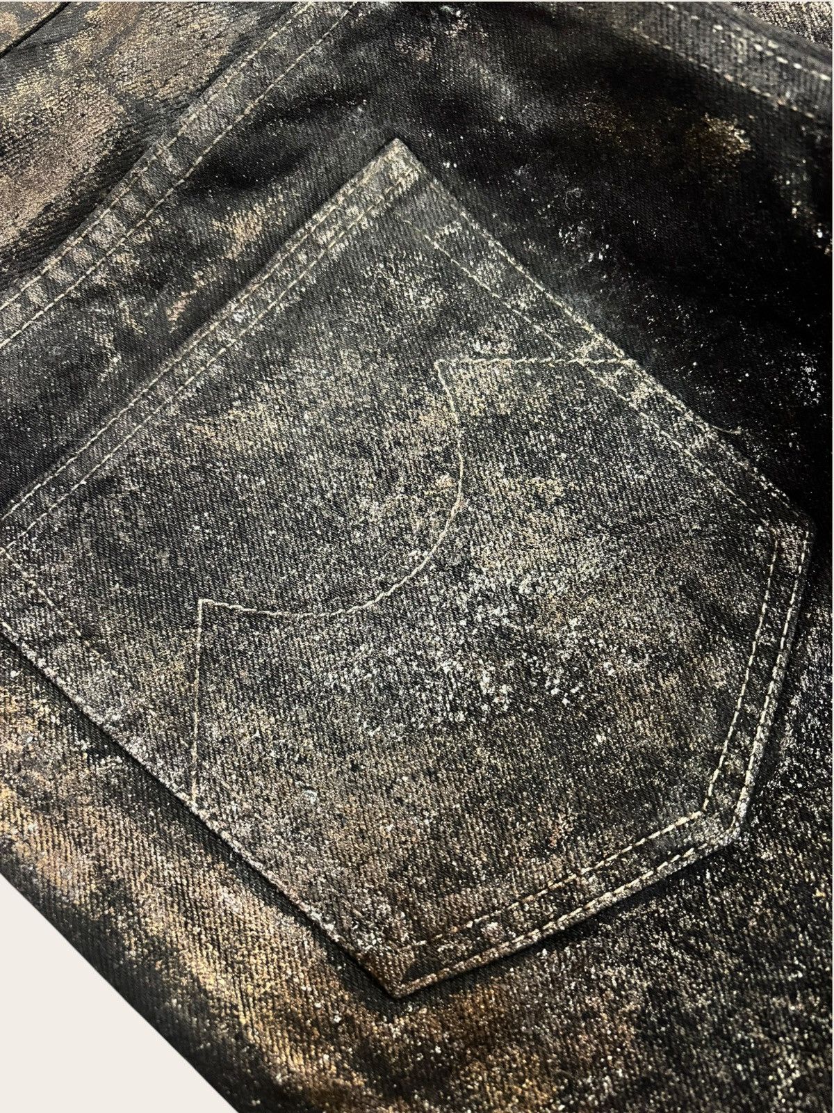 Tornado Mart Japan Denim Dior Waxed Jeans Inspired Gold Dust Flared Size US 33 - 8 Thumbnail