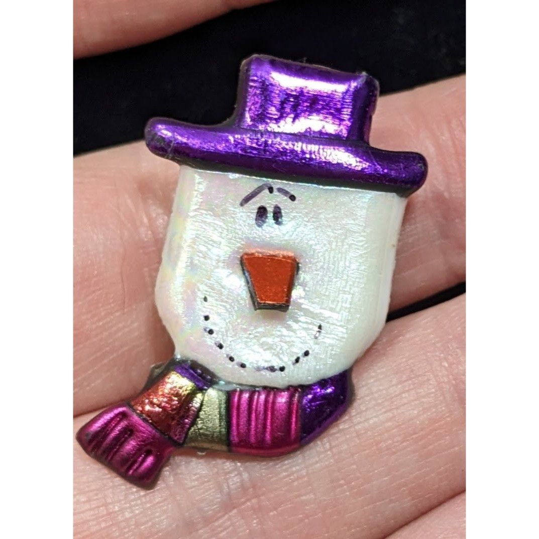 Other Vintage Handmade Metallic Snowman Face Brooch Size ONE SIZE - 2 Thumbnail