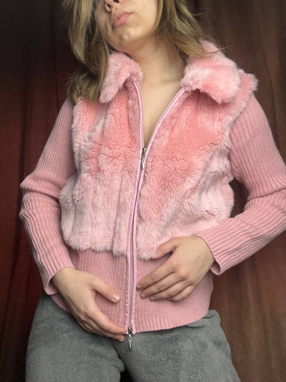 Japanese Brand × Vintage Vintage pink inspired women y2k opium zip up hoodie fur faux Size S / US 4 / IT 40 - 1 Thumbnail