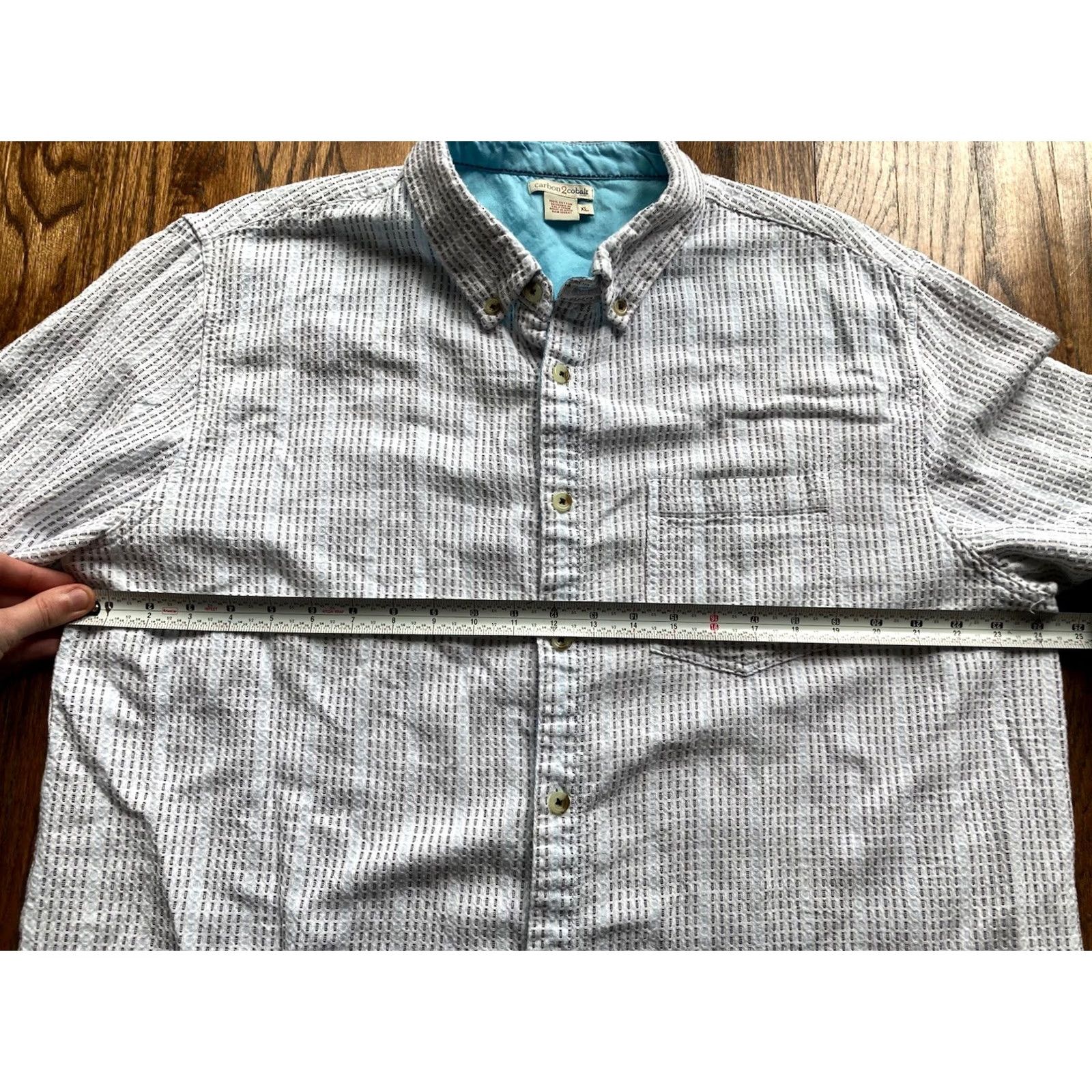 Carbon2Cobalt Carbon2Cobalt Button-Up Shirt Mens XL Long Sleeve Striped Blue White Cotton Pocketed Casual Shirt Size US XL / EU 56 / 4 - 7 Thumbnail