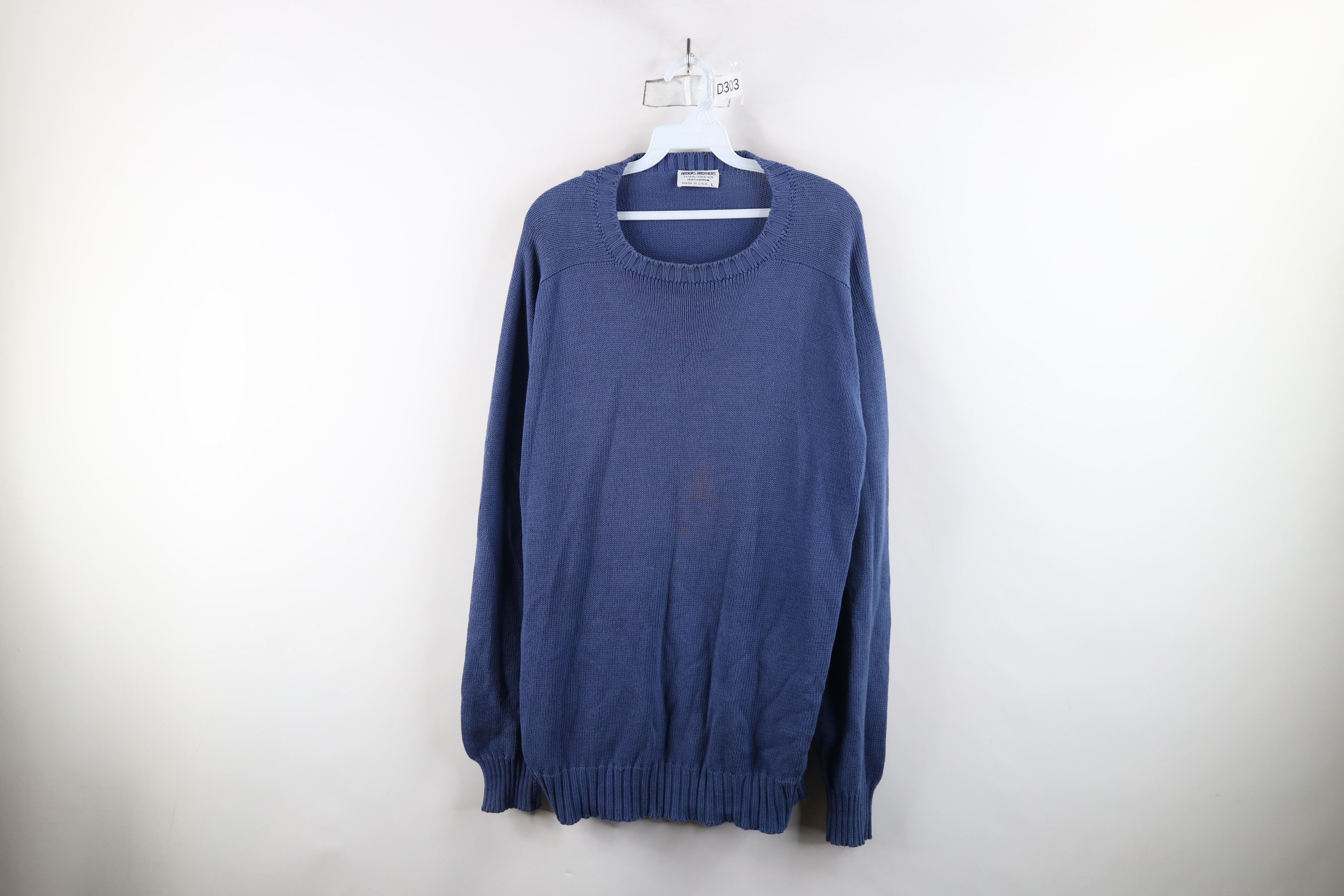Brooks Brothers × Vintage Vintage 60s Brooks Brothers Cotton Knit Sweater Blue USA Size US L / EU 52-54 / 3 - 1 Thumbnail