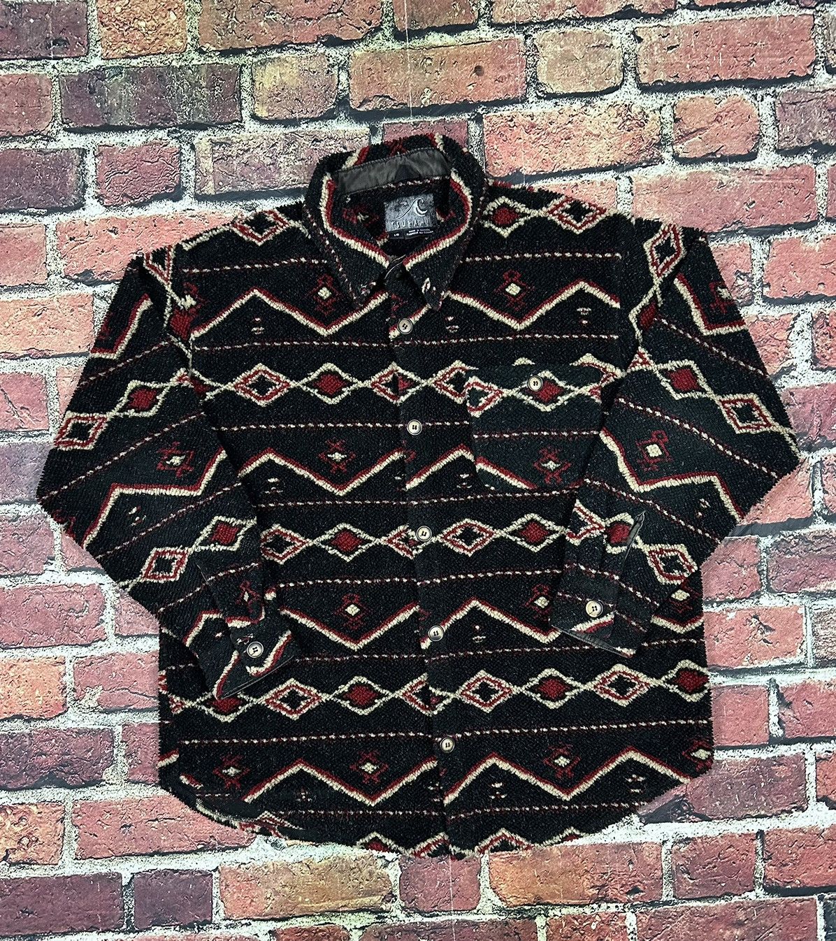 Vintage Tsunami Aztec Fleece Button Up Shirt Shacket Winter Ski Size US L / EU 52-54 / 3 - 1 Thumbnail