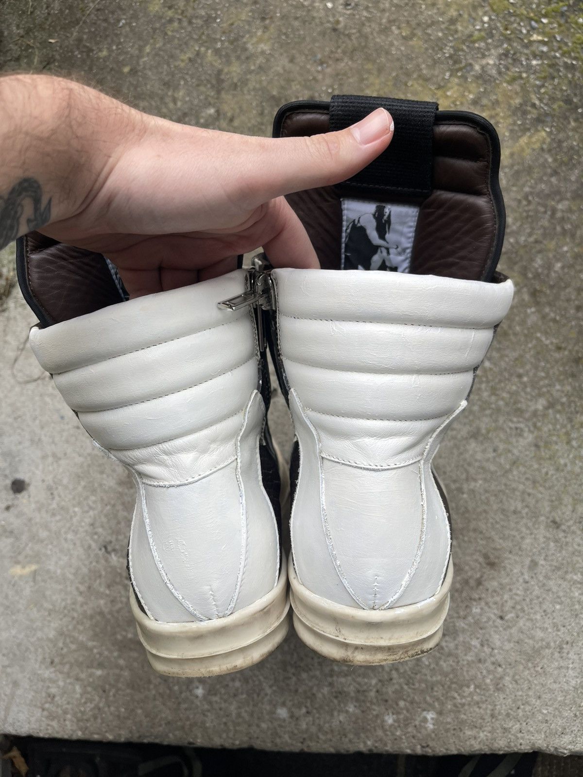 Rick Owens steal 2016 Cracked Brown leather Geobaskets Size US 8 / EU 41 - 4 Thumbnail