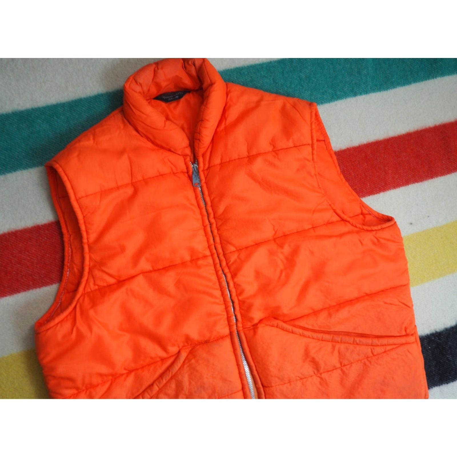 Vintage VTG Montgomery Ward Towncraft Faded Orange Talon Zip Puffer Vest Mens XL Size US XL / EU 56 / 4 - 6 Thumbnail