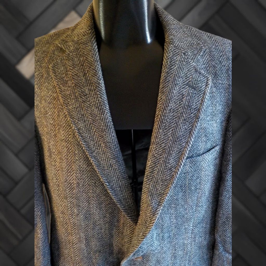 Chaps VINTAGE CHAPS RALPH LAUREN 2 Button Herringbone Blazer Wool Black/Gray SZ 46 Boyds of Philadelphia Mens Size ONE SIZE - 1 Thumbnail