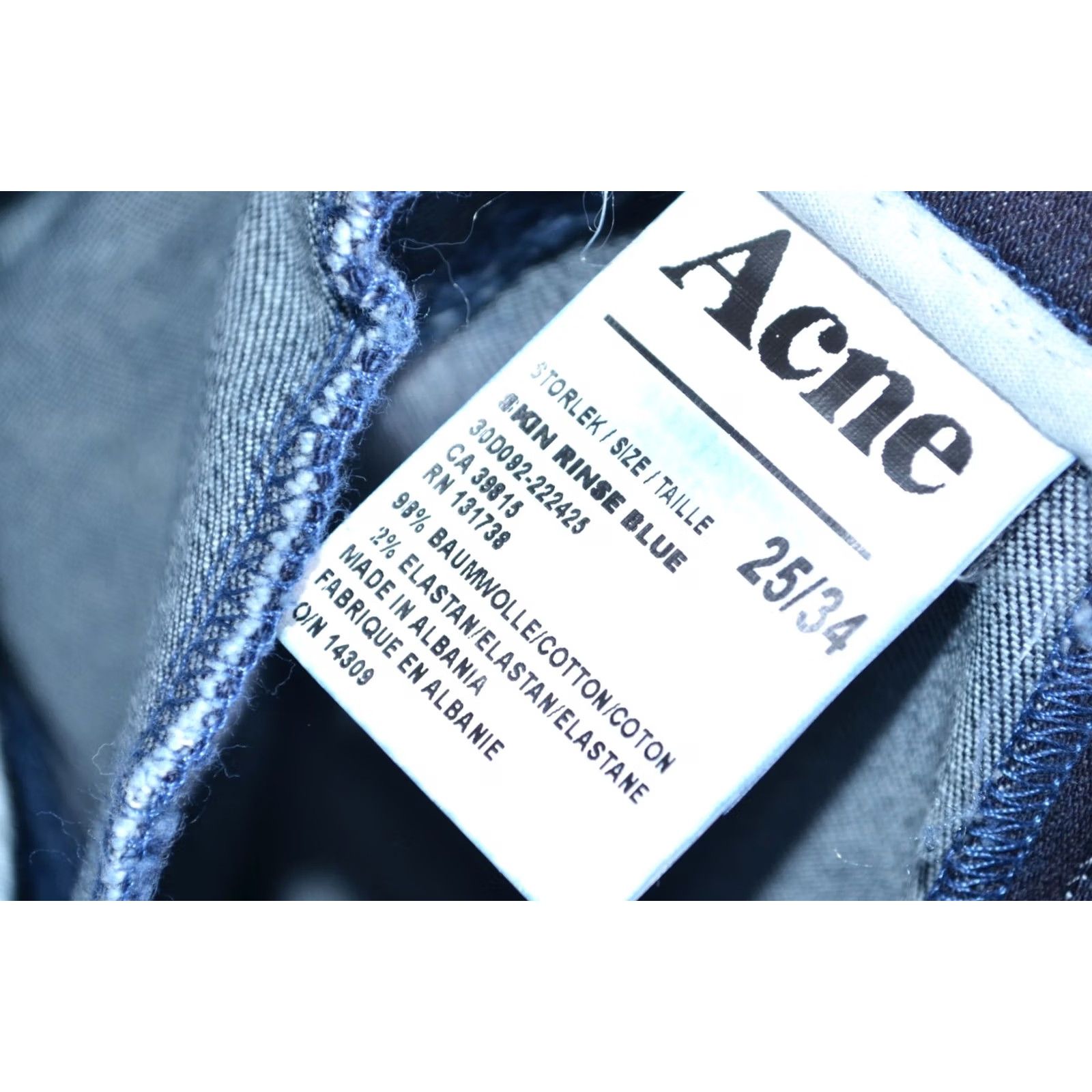 Skin ACNE Dark Blue Skinny Jeans With Back Zip W25 L34 Ladies Jeans Size 25 White? Size 42" / US 20 - 6 Thumbnail