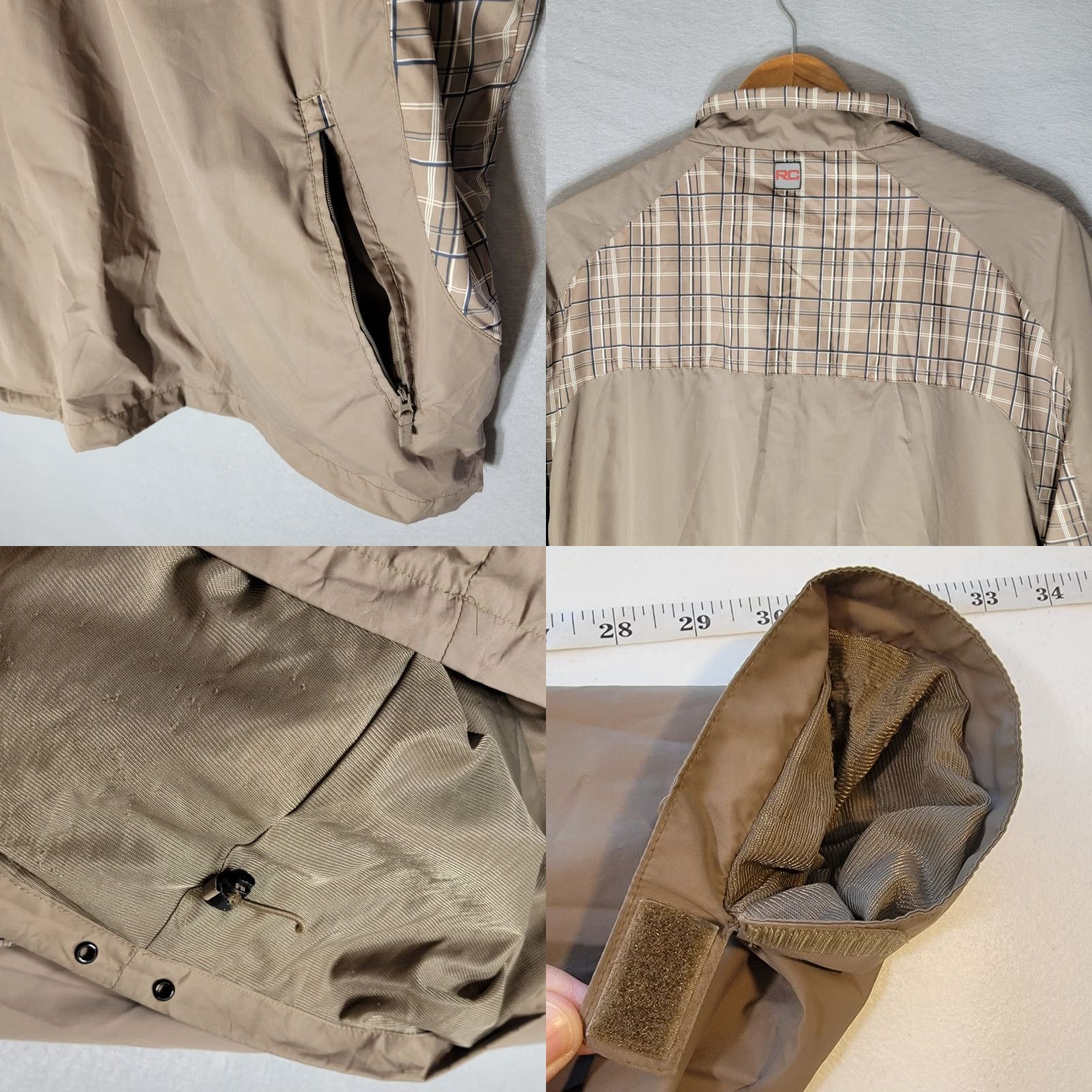 Vintage Rae's Creek Mens Jacket Windbreaker Waterproof Plaid 1/4 Zip Packable Gorpcore Sz XL Tan Size US XL / EU 56 / 4 - 8 Thumbnail