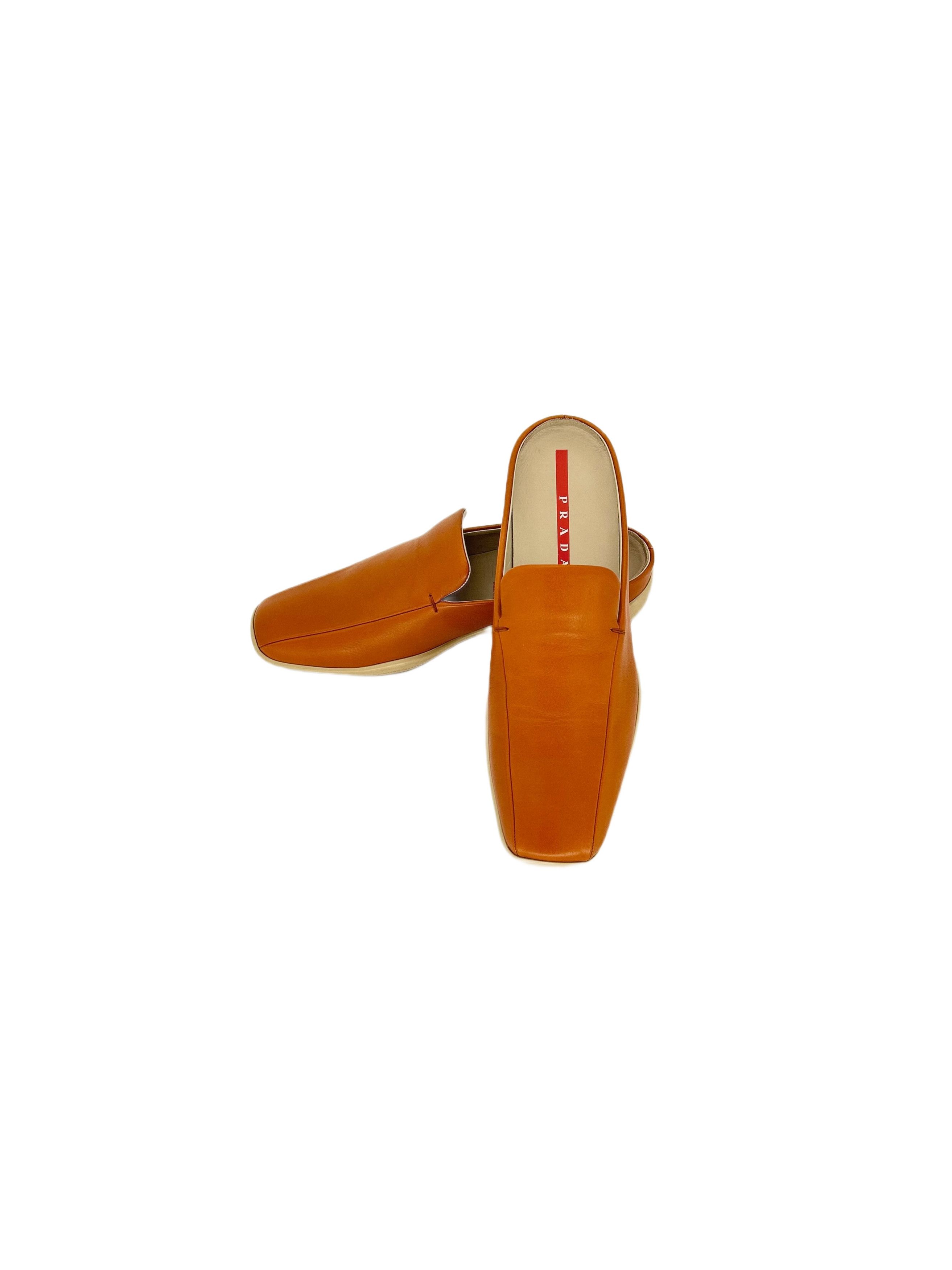 Prada PRADA Linea Rossa Brown calf Leather 'Dress' Mules Size US 6 / EU 39 - 3 Thumbnail