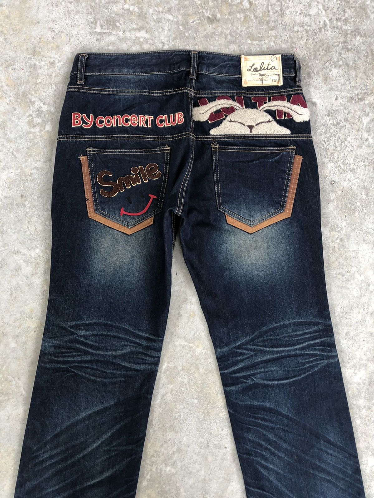 image of Designer Yoshitomo Nara Lolita Smile Distressed Jeans in Blue, Men's (Size 34)