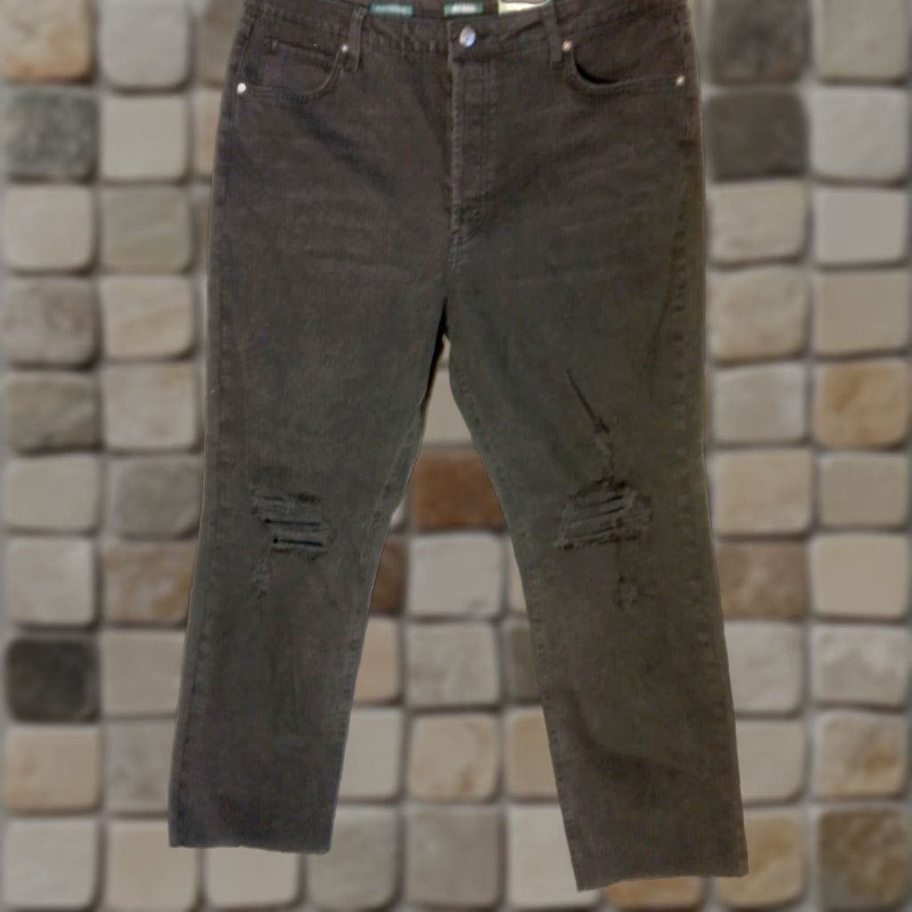 Vintage Wild Fable Jeans Women 18 34x27 Black Super High Rise Slim Straight Distressed Size 40" / US 18 - 1 Thumbnail