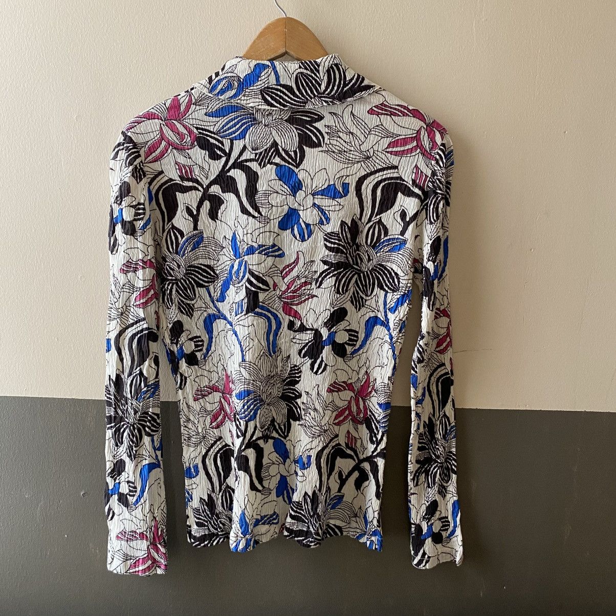 Tsumori Chisato TSUMORI CHISATO White Crinkled Floral Pleated Shirt Size XS / US 0-2 / IT 36-38 - 15 Thumbnail