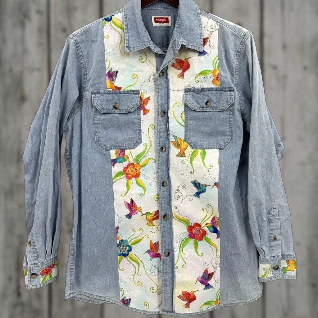 Wrangler VINTAGE Wrangler Western Denim Shirt Men’s M Custom Hummingbird Jean Cottage Core Cowboy Size US M / EU 48-50 / 2 - 1 Thumbnail