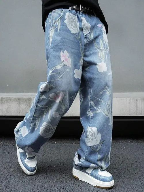 Jean Vintage Unique Printed Jeans Loose Fit Size US 32 / EU 48 - 1 Thumbnail