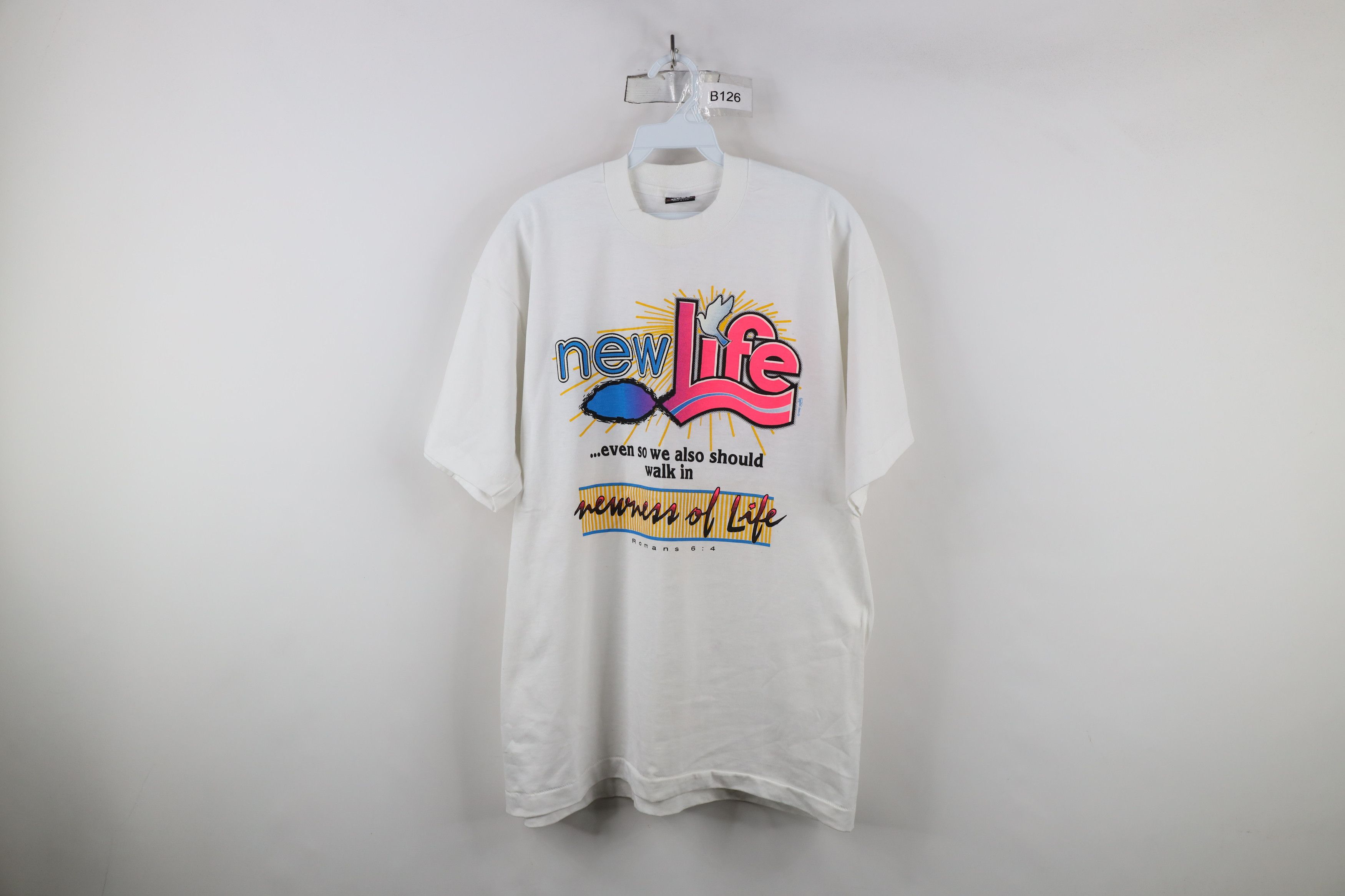 Vintage Vintage 90s Christian New Life Jesus Romans 6:4 T-Shirt USA Size US XL / EU 56 / 4 - 1 Thumbnail