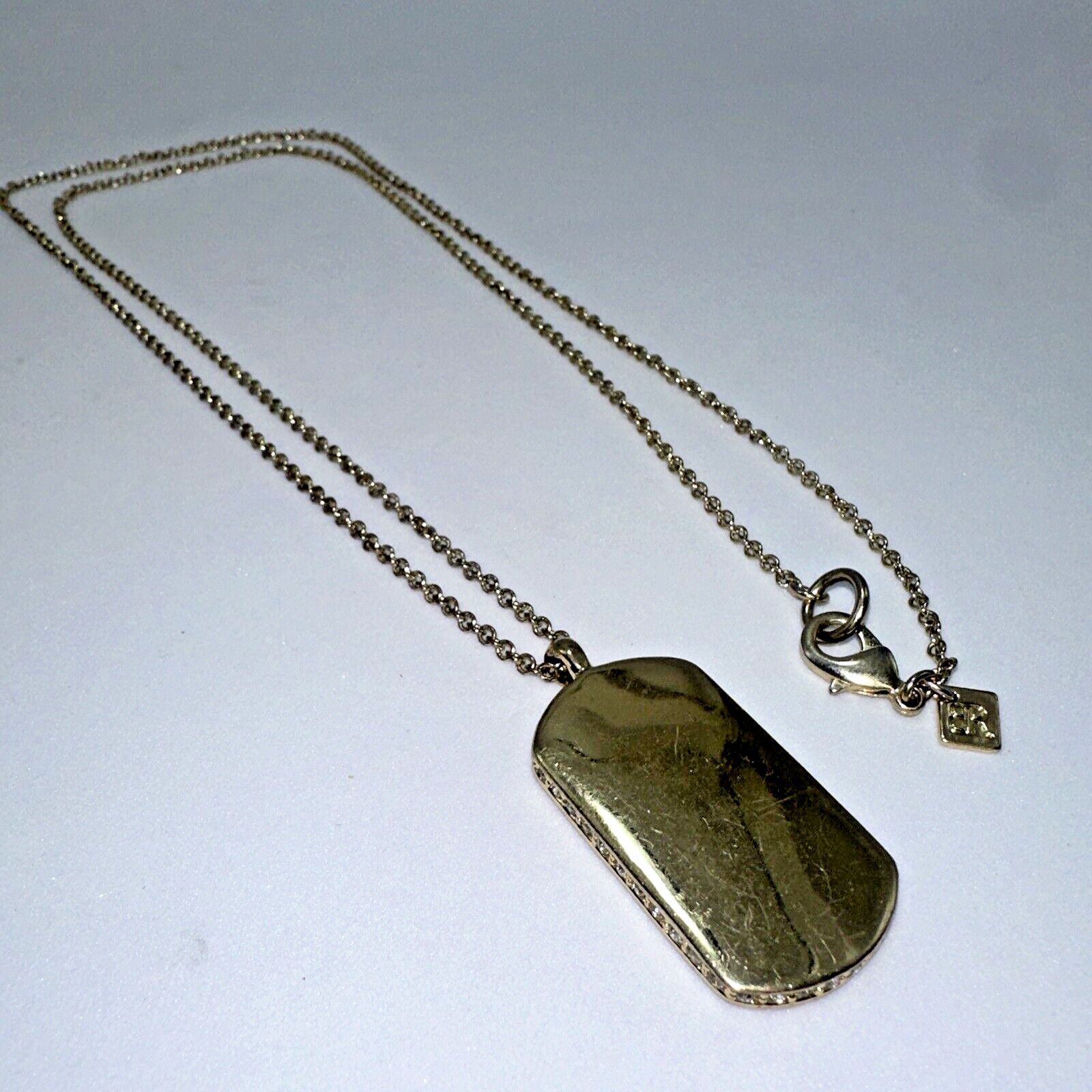 Banana Republic Banana Republic Marked Dog Tag I.D. Gold Rhinestone Necklace Size ONE SIZE - 3 Thumbnail