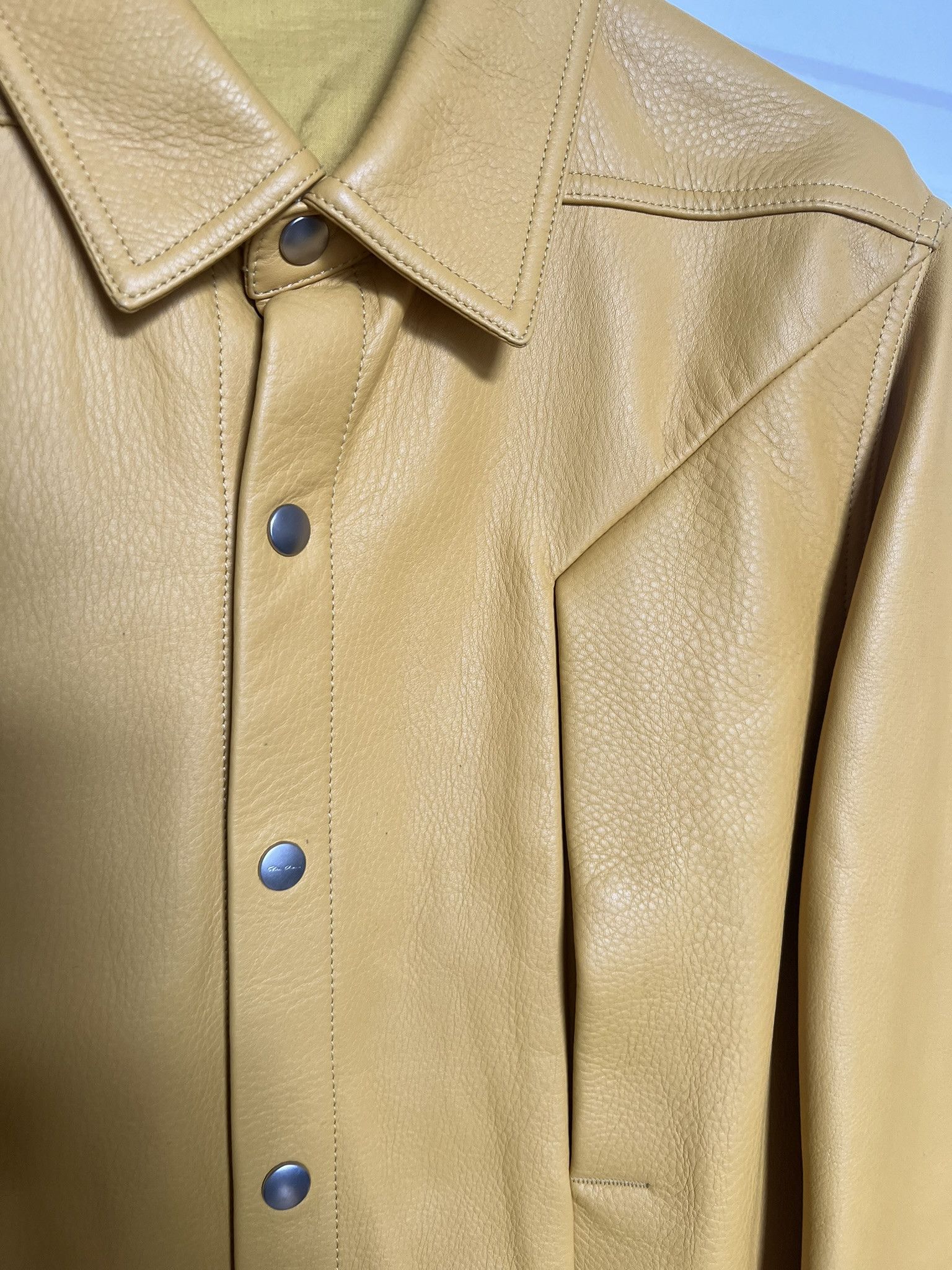 Rick Owens Rick Owens SS23 EDFU Lemon Fogpocket Leather Overshirt sz 48 Size US M / EU 48-50 / 2 - 3 Thumbnail