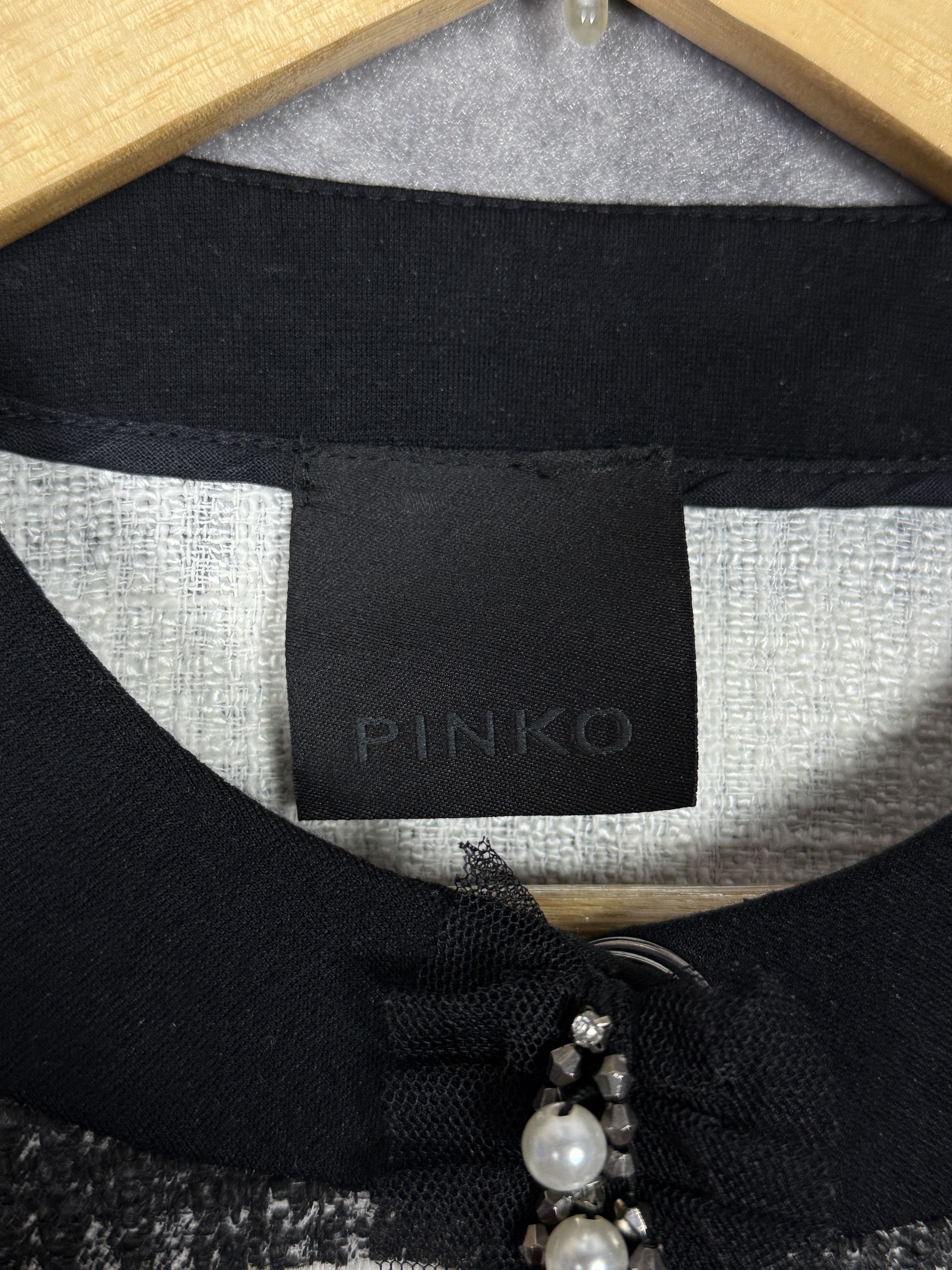 Pinko Pinko striped blazer black white with lace pearls cotton Size M / US 6-8 / IT 42-44 - 4 Thumbnail