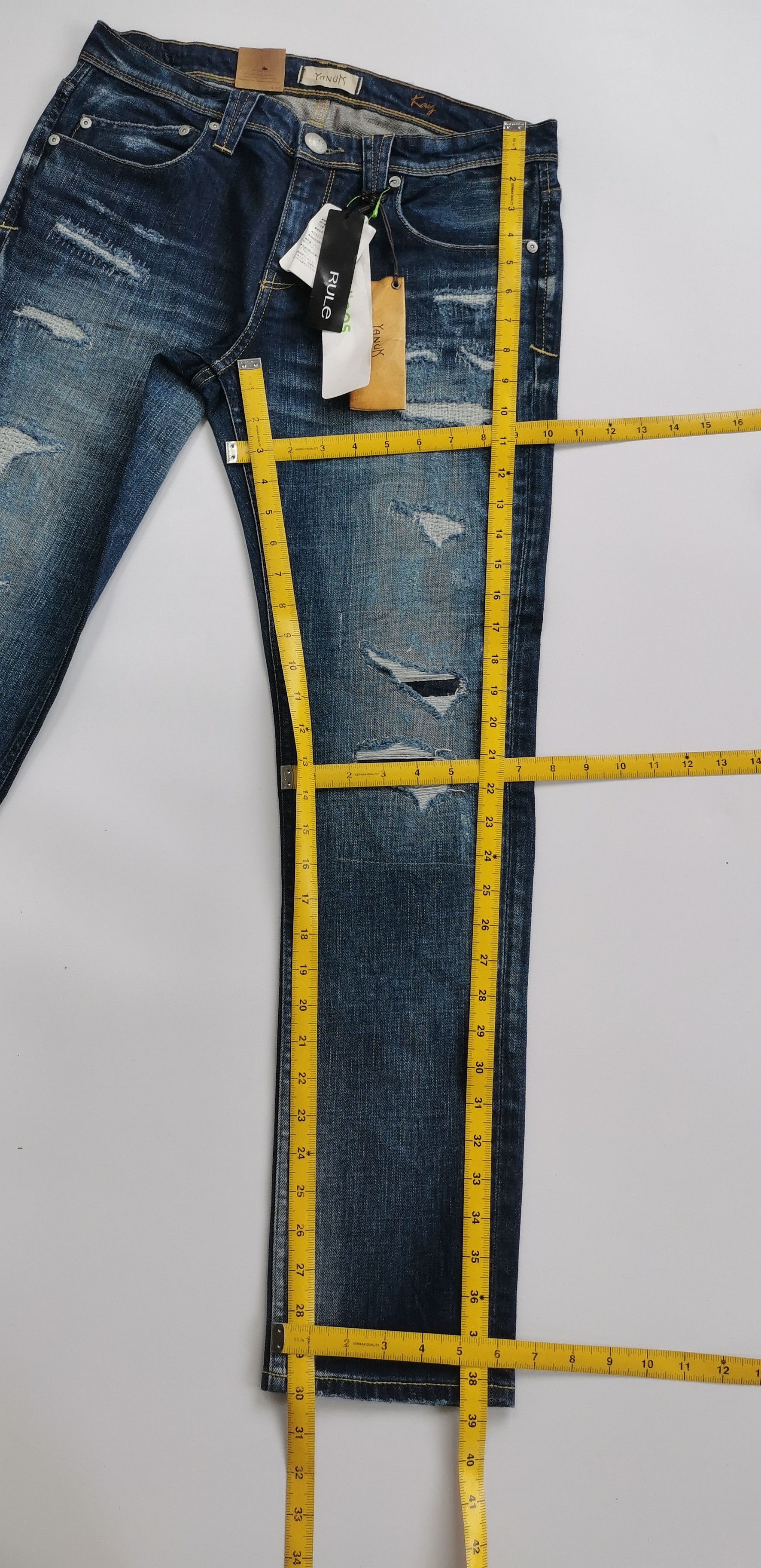 Kapital Yanuk "Dino Rule" Distressed Slim Straight Denim Jeans (NWT) Size US 31 - 5 Thumbnail