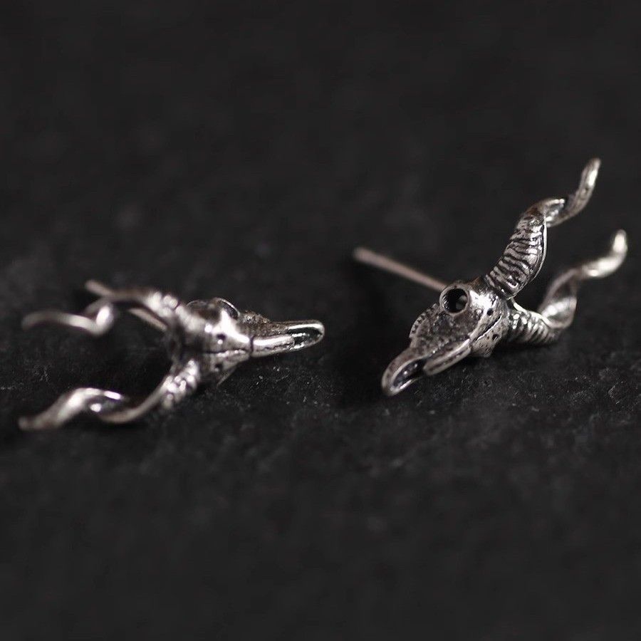 Jewelry Goat Demon New Design 925 Earrings One Pairs Chrome Jewelry Size ONE SIZE - 4 Thumbnail