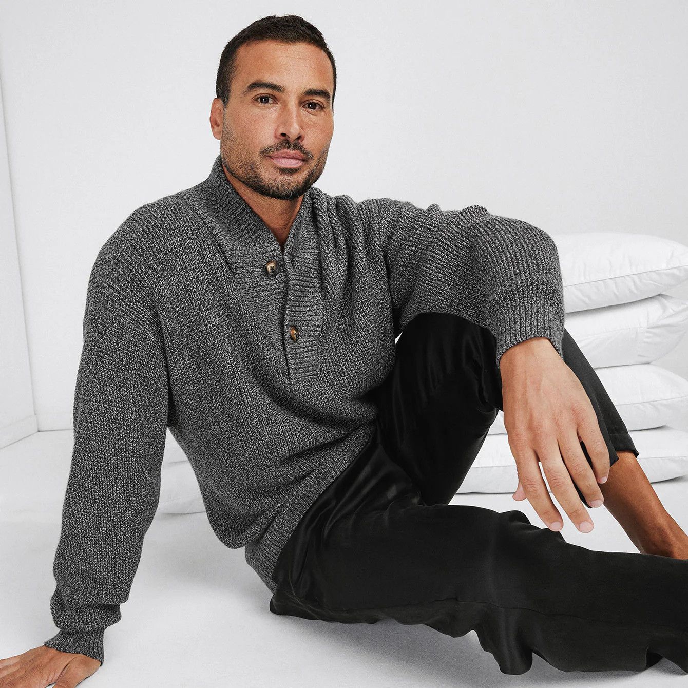 Lunya Lunya Mens CottonSilk Henley Pull Over Crew Sweater Size US M / EU 48-50 / 2 - 2 Thumbnail