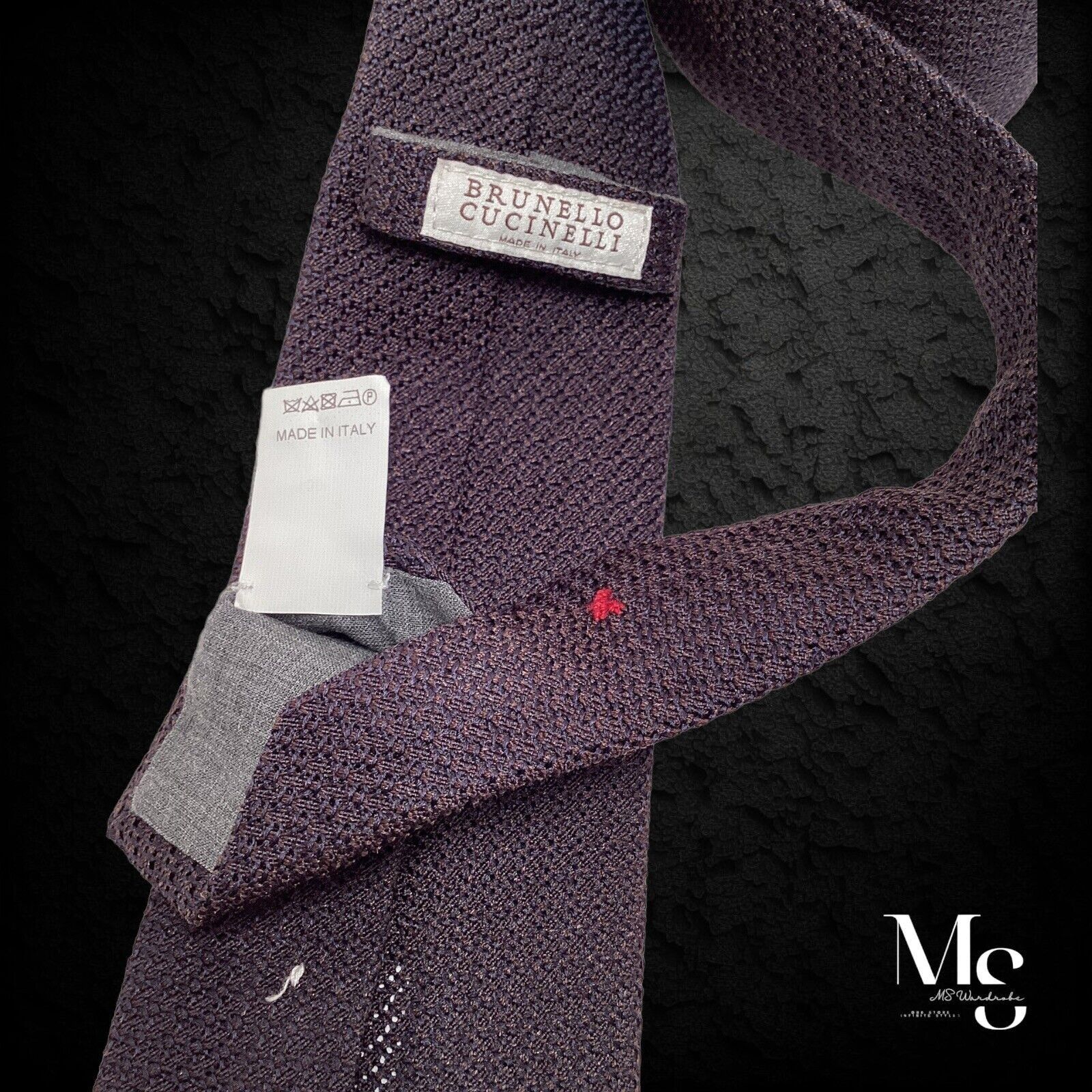 Brunello Cucinelli BRUNELLO CUCINELLI Dark Purple Grenadine Pattern Silk Tie Size ONE SIZE - 3 Thumbnail