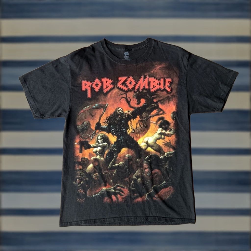 Hanes VINTAGE Rob Zombie Venomous Rat 2013 T-Shirt Medium Band Tour Shirt Mens Black Cotton Graphic Print Short Sleeve Crew Neck Venom Logo Double-Sided Size US M / EU 48-50 / 2 - 1 Thumbnail