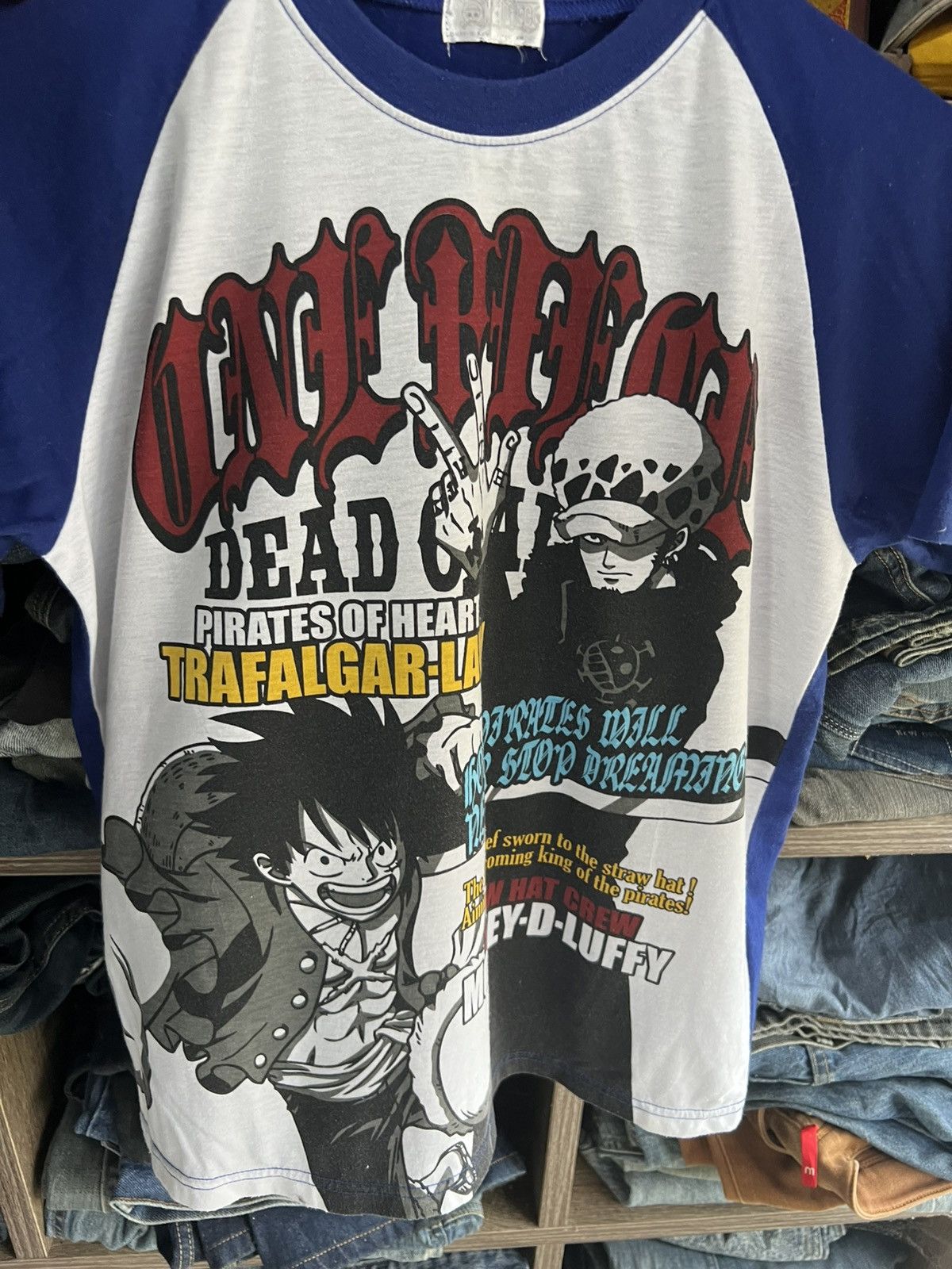 One Piece 🔥Rare One Piece Dead Pirates of Heart Raglan Tee Size US S / EU 44-46 / 1 - 8 Thumbnail