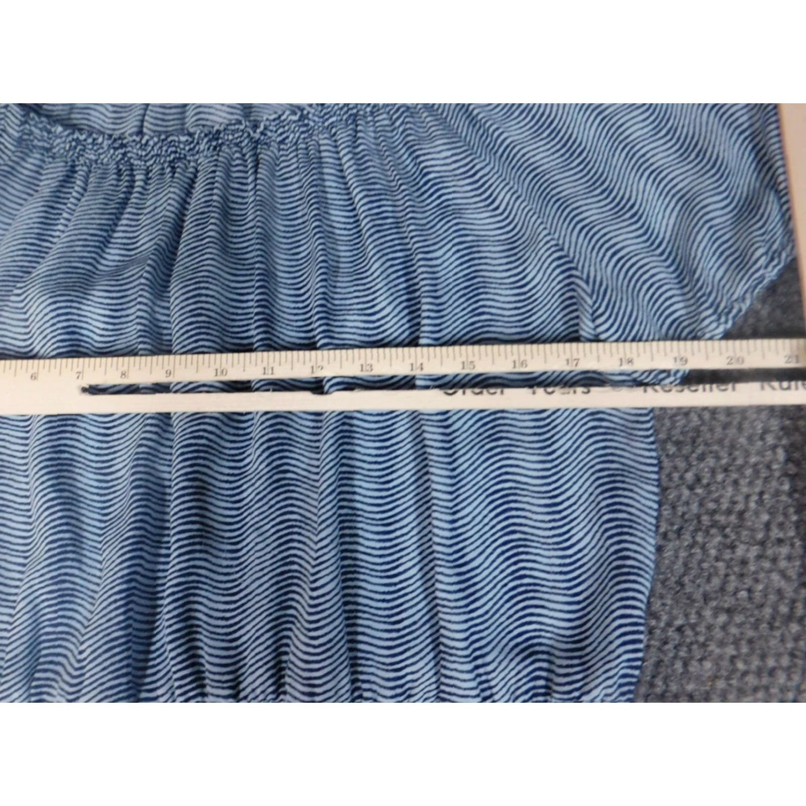 Michael Kors Michael Kors Womens Blouse M Blue Striped Crew Neck Pullover Short Sleeve Dolman Stretch Ruffle Polyester Rayon Casual Classic Regular Modern Size M / US 6-8 / IT 42-44 - 5 Thumbnail