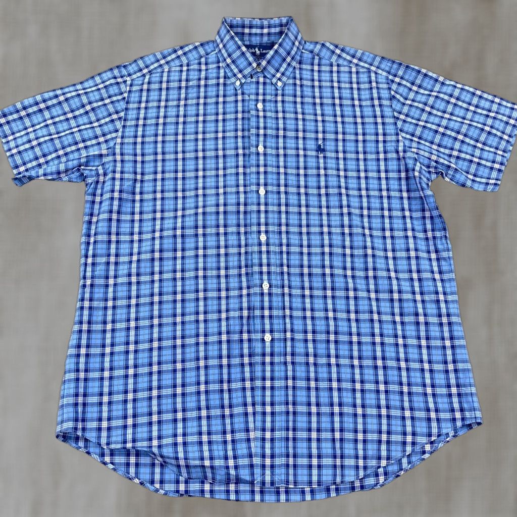 Ralph Lauren Ralph Lauren Shirt Men Medium Blue White Button Up Tartan Plaid Blake Camp A94 Size US M / EU 48-50 / 2 - 1 Thumbnail