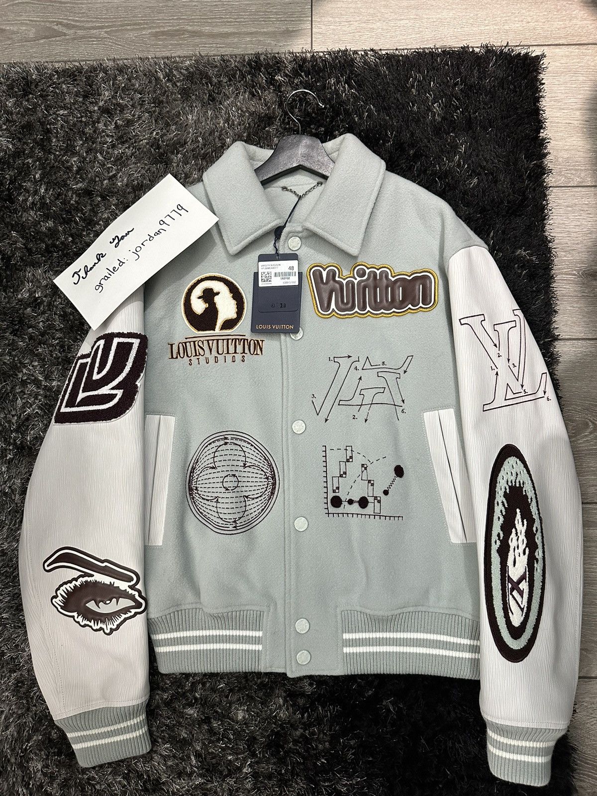 Louis Vuitton Louis Vuitton Varsity Leather Blouson Jacket Aqua 