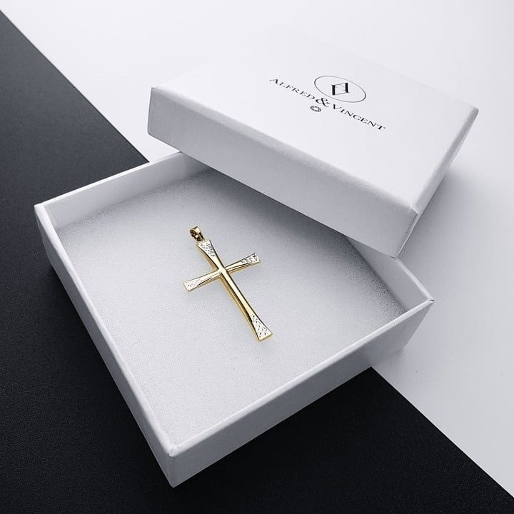 Other Flared Crucifix Cross 2-tone 14k Yellow & White Gold Pendant Size ONE SIZE - 1 Thumbnail
