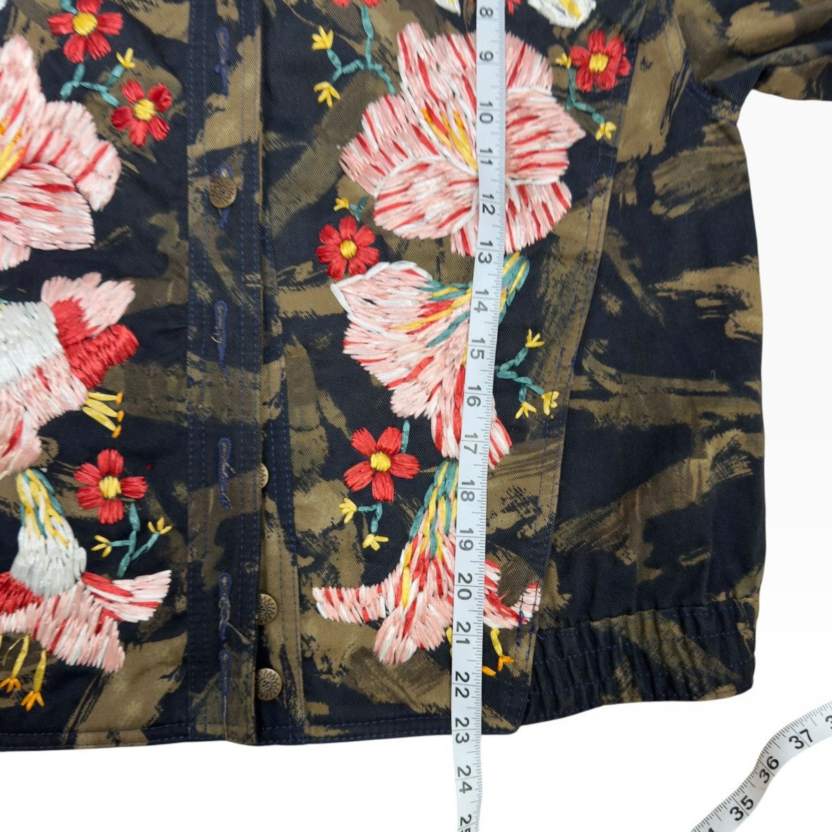 Other Gene Ewing Bis Bomber Jacket Camo Floral Embroidered VTG 90s Size M / US 6-8 / IT 42-44 - 12 Thumbnail