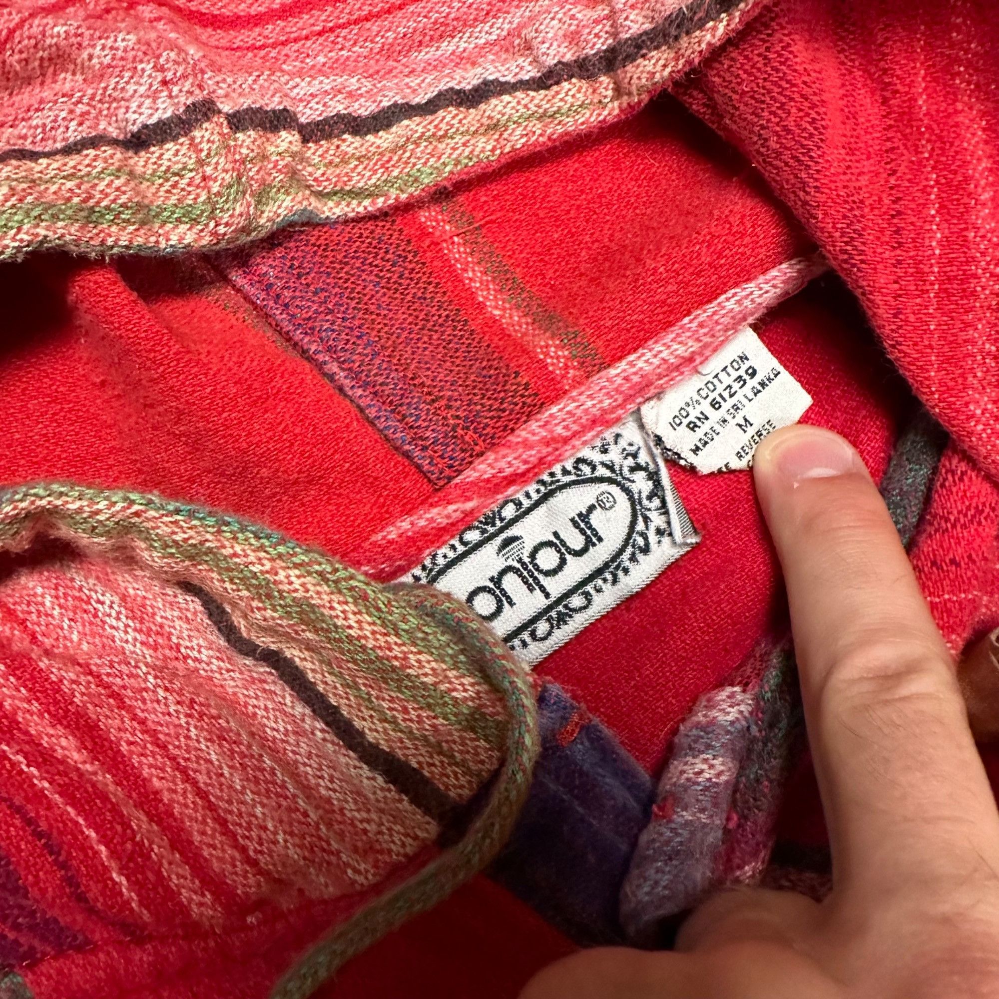 Vintage Vintage Bonjour Unique Patterned Striped Hoodie Sweatshirt Size US M / EU 48-50 / 2 - 2 Thumbnail