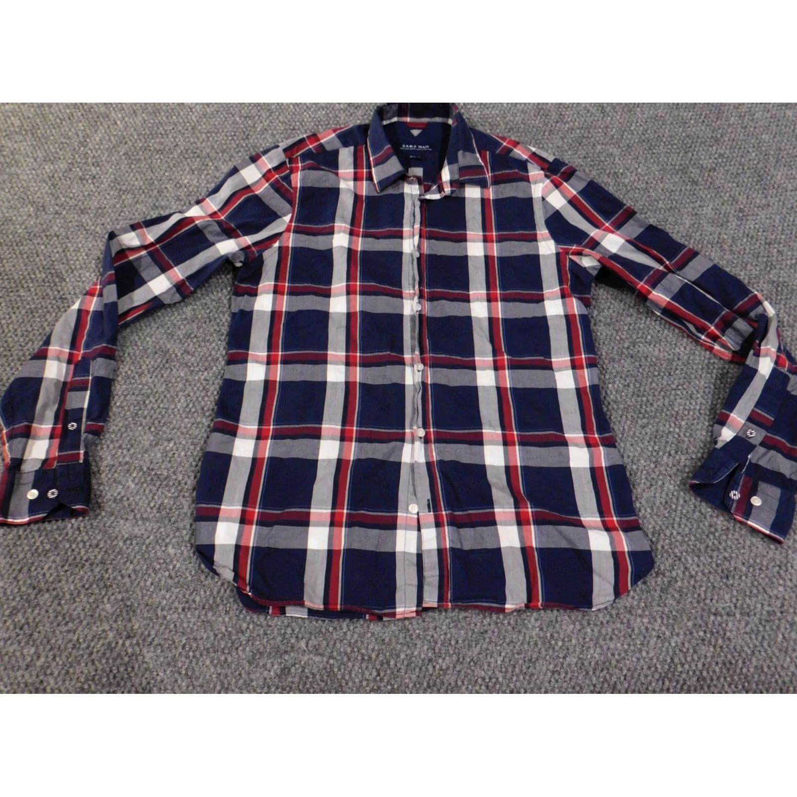 Zara Zara Shirt Slim Blue Button-Up Casual Geometric Knit Cotton Button-Down Collar Mens Small Size US S / EU 44-46 / 1 - 2 Thumbnail