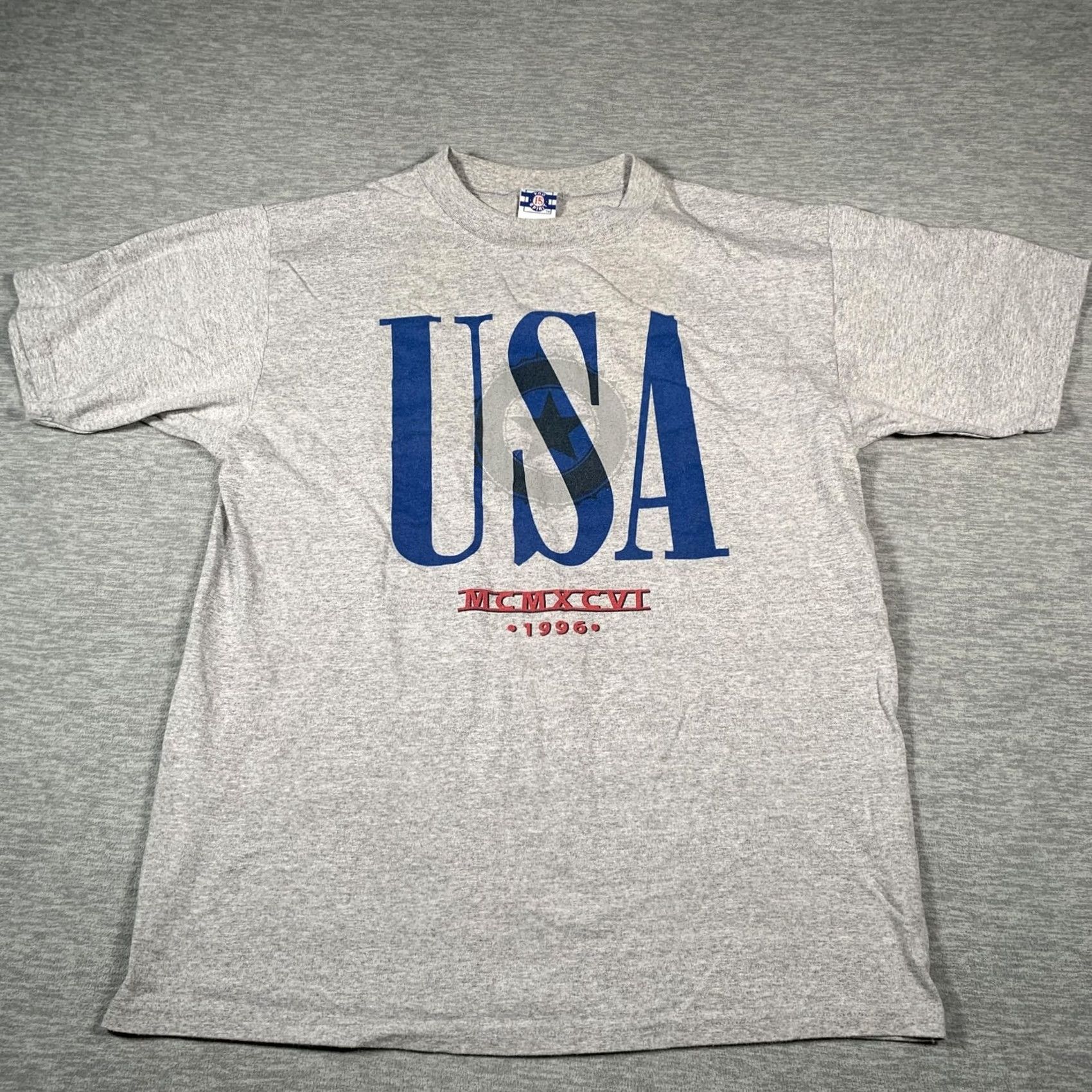 ESPIRIT VINTAGE Pro Spirit Shirt Mens L Gray 90s USA Graphic 1996 MCMXCVI Tee Short Sleeve Crew Neck Cotton Blend Size US L / EU 52-54 / 3 - 2 Thumbnail