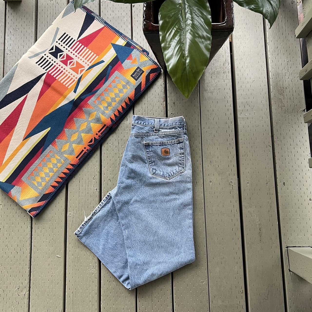 Carhartt Vintage Y2K Carhartt denim thrashed blue work wear pants Size US 36 / EU 52 - 3 Thumbnail