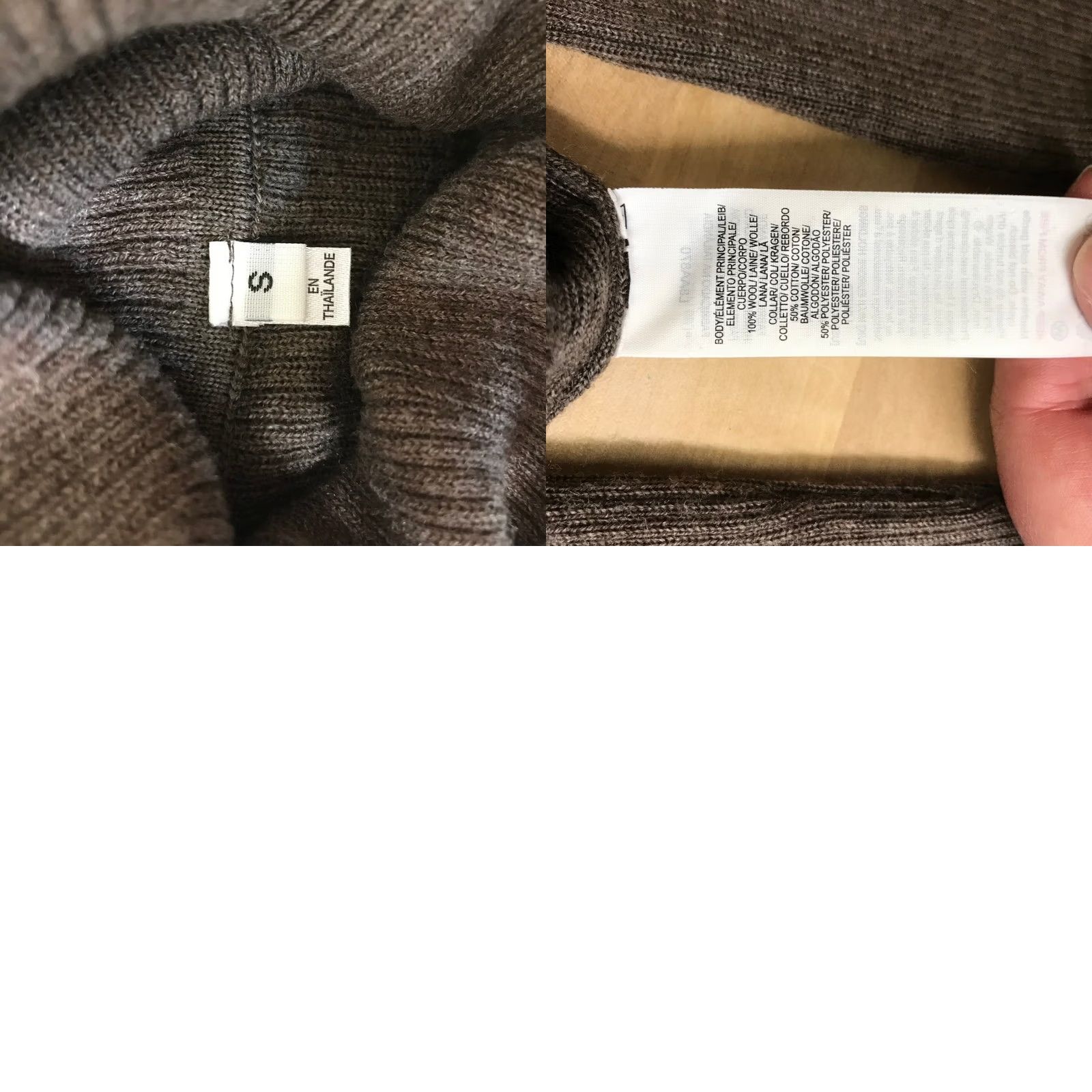Muji Muji Sweater Knit Turtleneck Long Sleeve Top Taupe Brown Ribbed Size S Size S / US 4 / IT 40 - 8 Thumbnail
