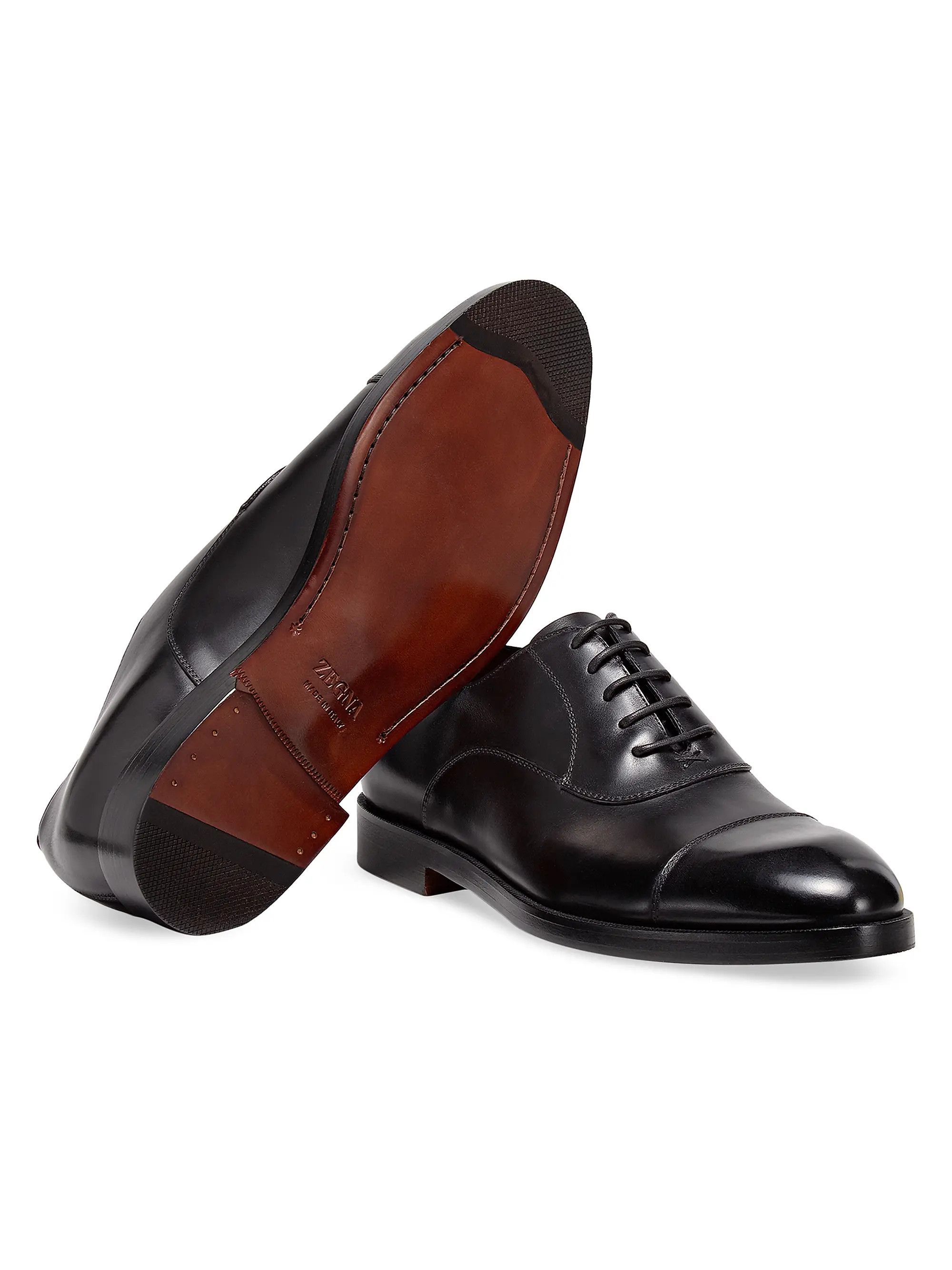 Ermenegildo Zegna os11x0226 Leather Torino Oxford Shoes in Black Size US 10 / EU 43 - 2 Thumbnail