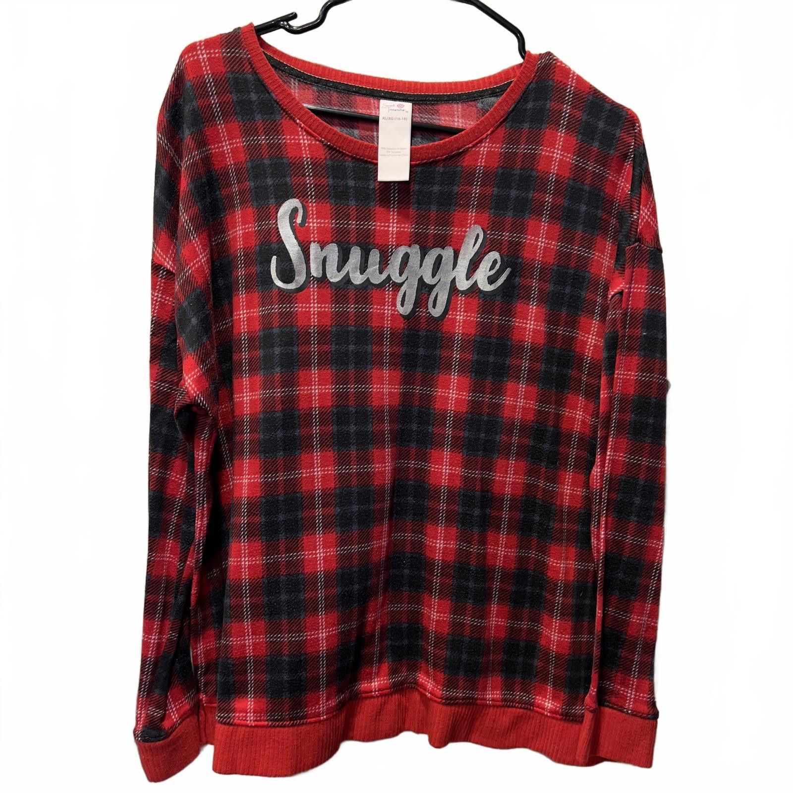 Other Women's Red and Black Plaid 'Snuggle' Long Sleeve Pajama Top Size ONE SIZE - 1 Thumbnail