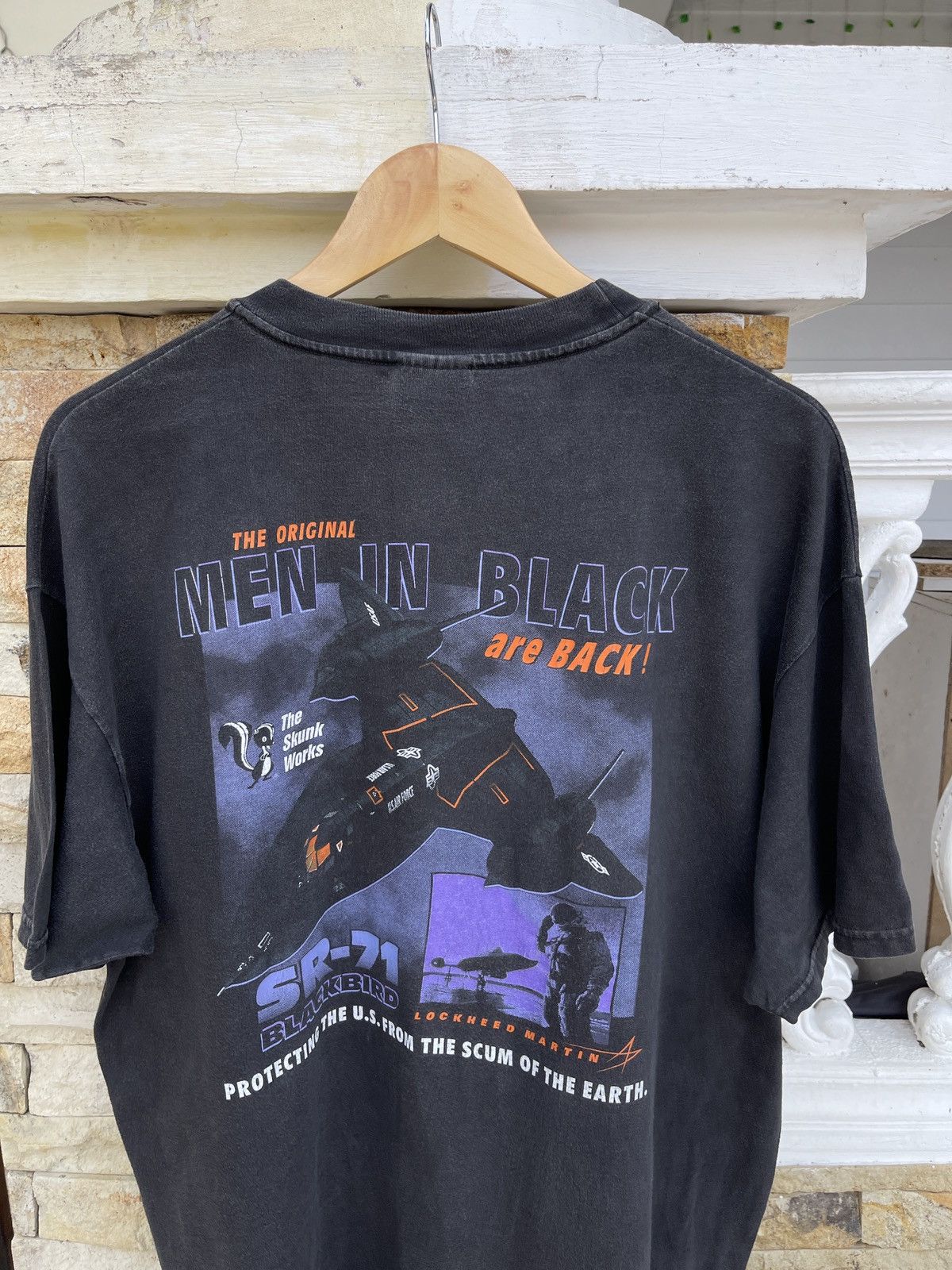 Vintage SUN FADED🔥Rare🔥Vtg SR-71 Black Bird Men In Black Tee Size US XL / EU 56 / 4 - 4 Thumbnail