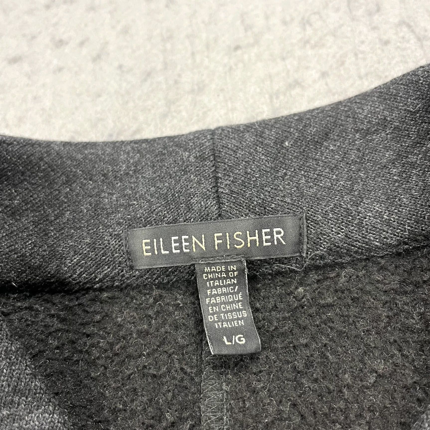 Eileen Fisher VINTAGE Eileen Fisher Jacket Mens? Womens Large Gray Wool Knit Asymmetrical Zip Moto Style Full Zip Pockets Mid-Length Size L / US 10 / IT 46 - 4 Thumbnail